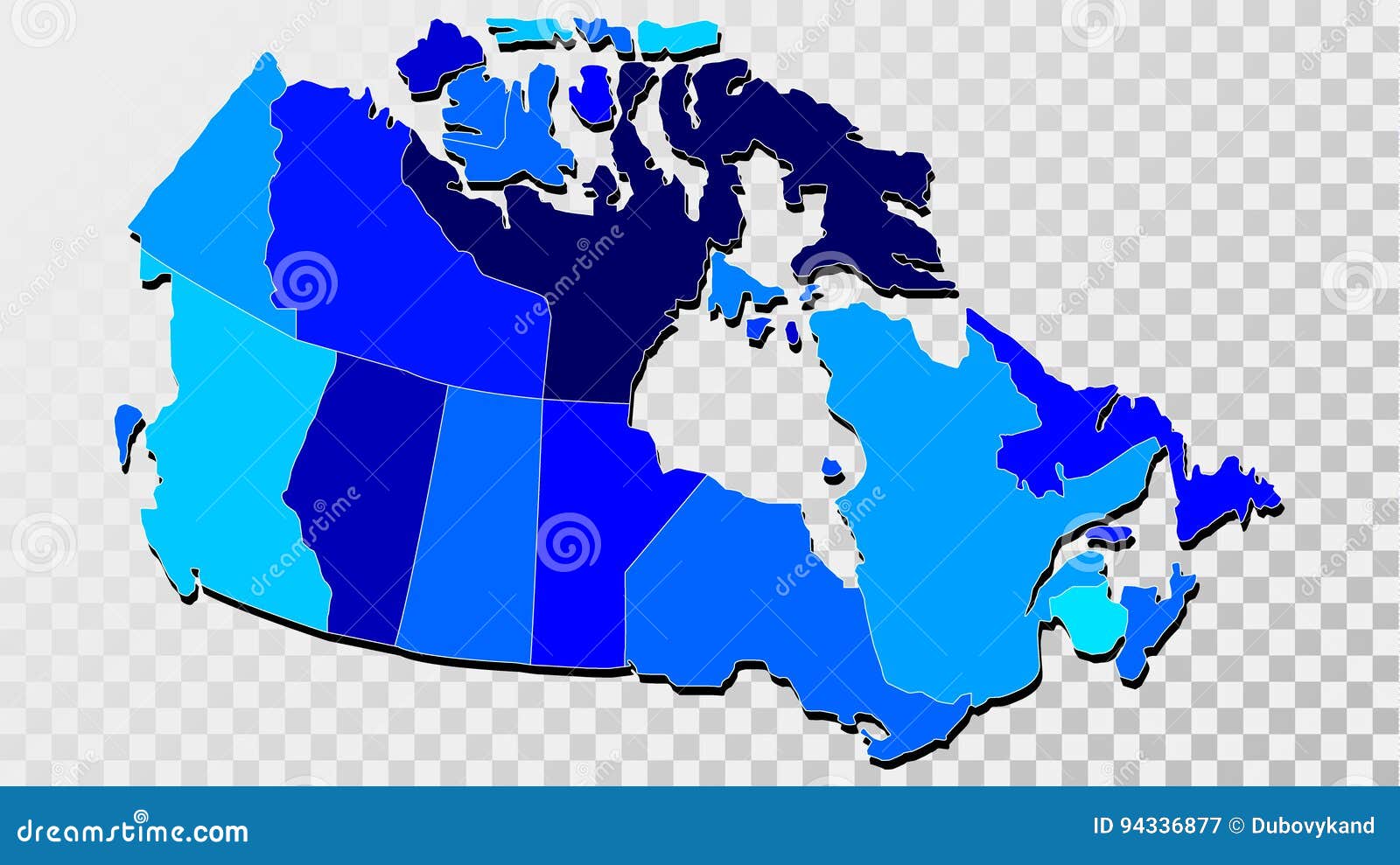 Mapa De Canadá En Sombras Del Azul Stock de ilustración Ilustración