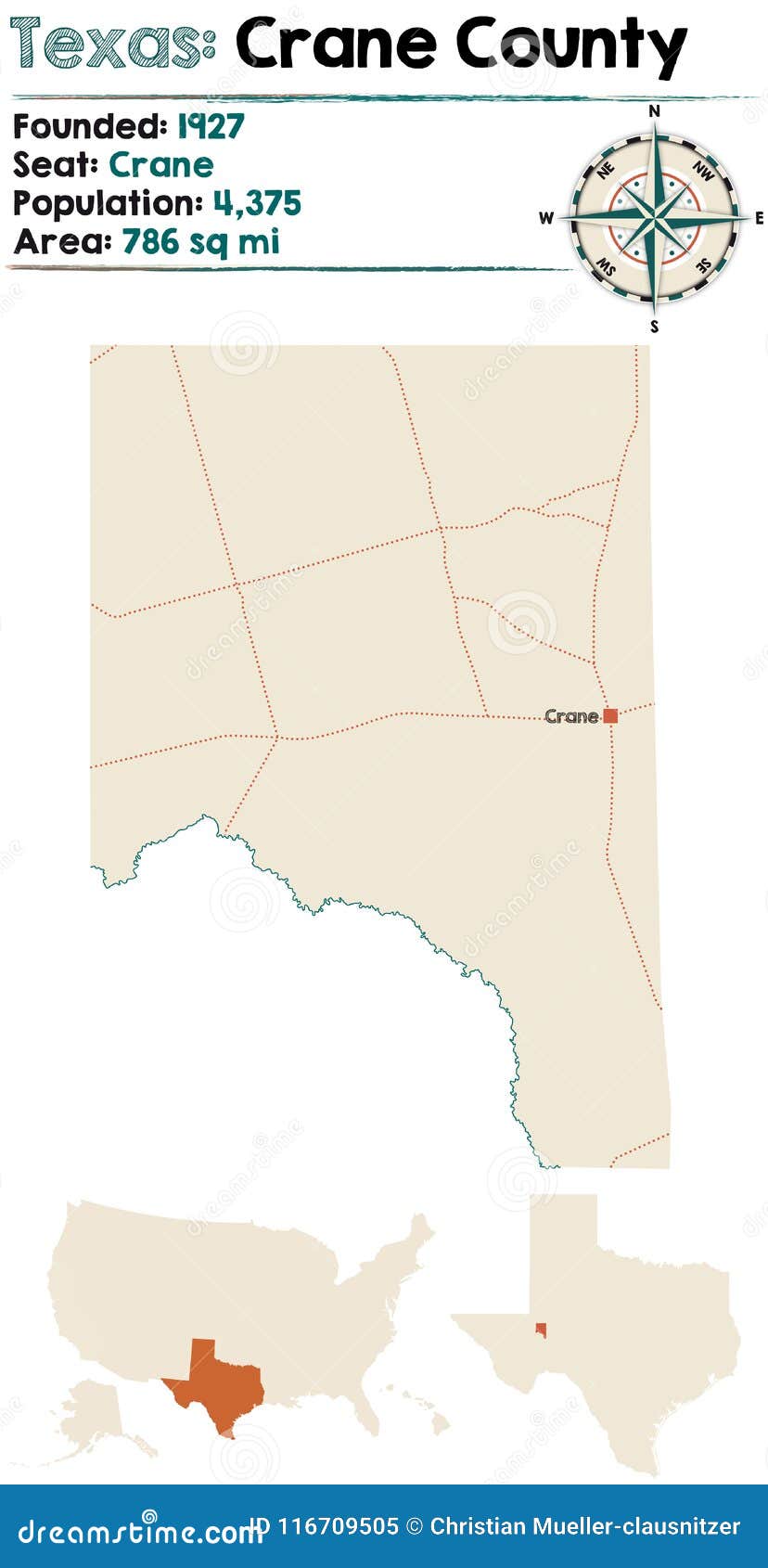 Mapa De Crane County Em Texas Ilustração do Vetor Ilustração de