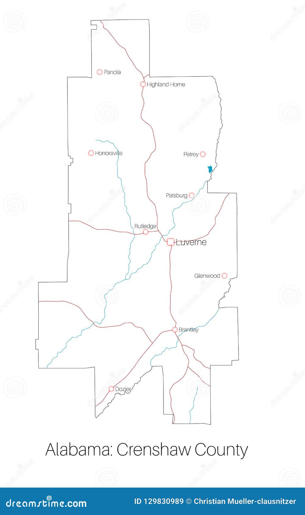 Mapa De Crenshaw County Em Alabama Ilustração do Vetor Ilustração de