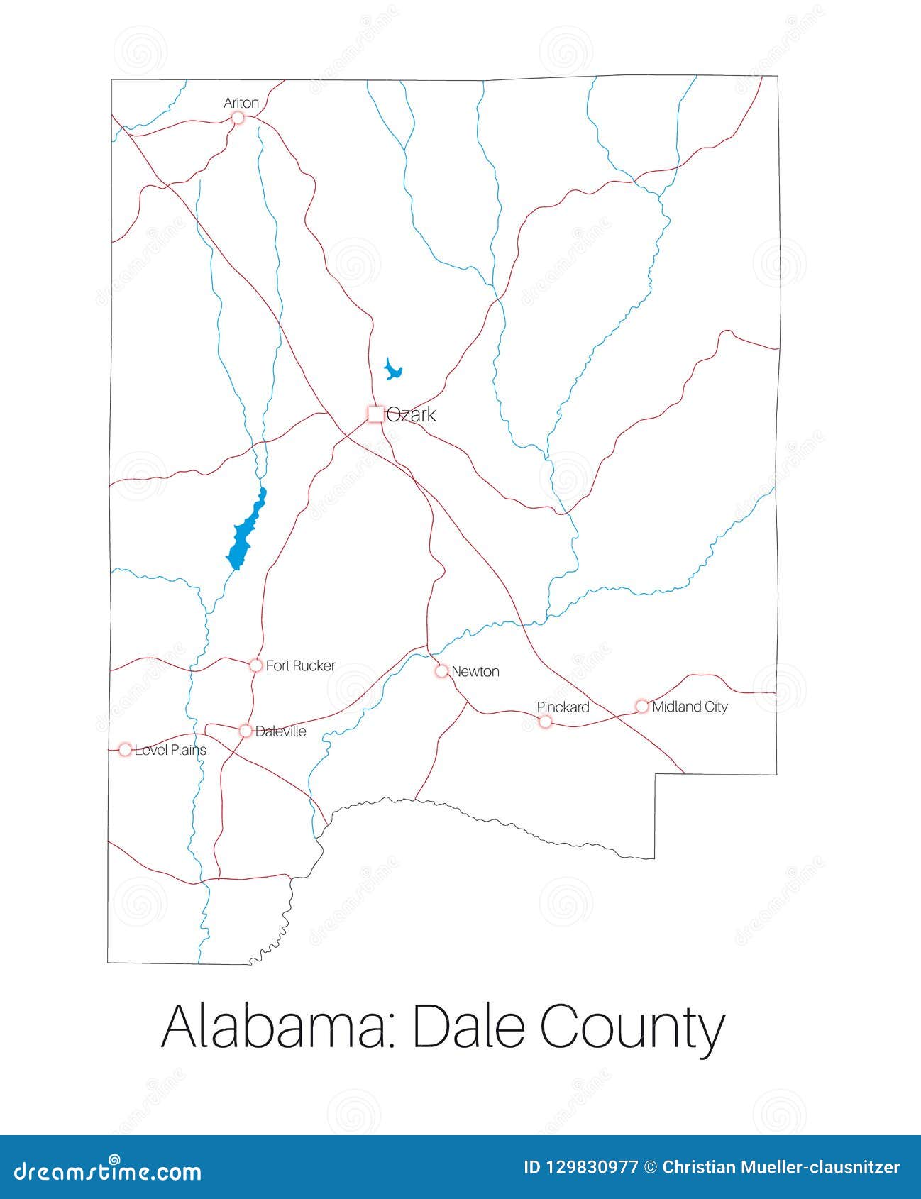Mapa De Dale County Em Alabama Ilustração do Vetor Ilustração de