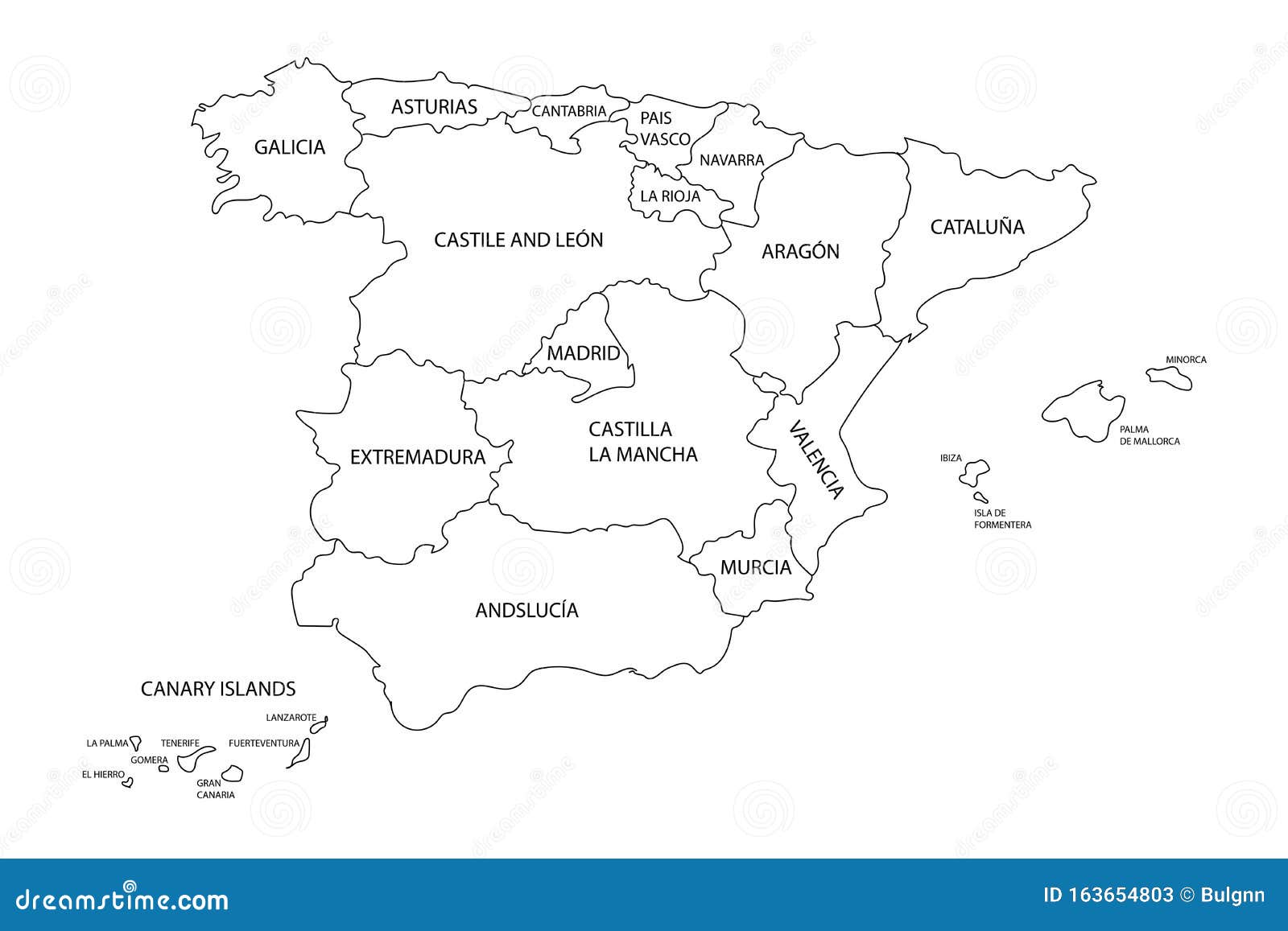 Mapa político de alta qualidade de espanha e portugal com fronteiras das  regiões ou províncias