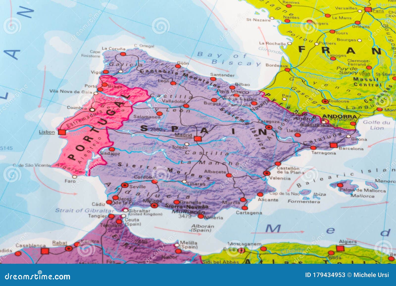 Mapa de espanha e portugal foto de stock editorial. Imagem de