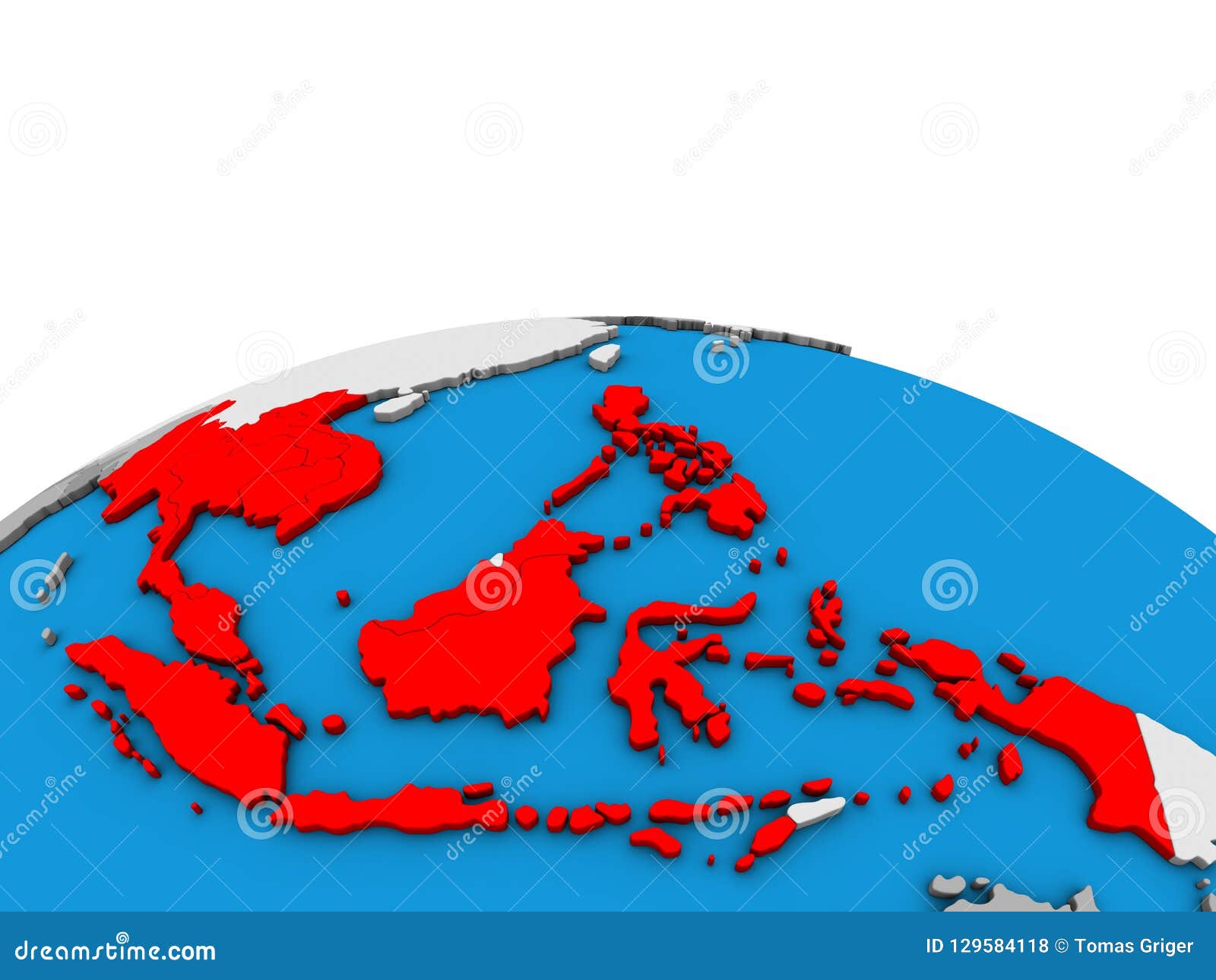 mapa de estados membros do asean no globo 3d ilustração stock