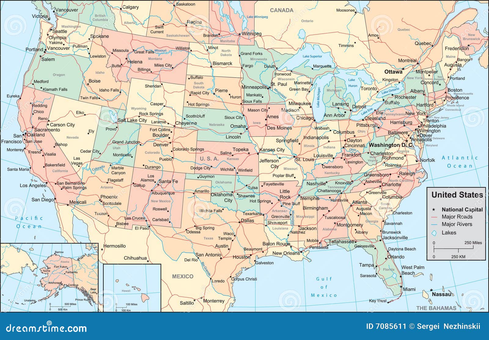 Mapa De Estados Unidos Da América Imagem de Stock - Imagem: 7085611