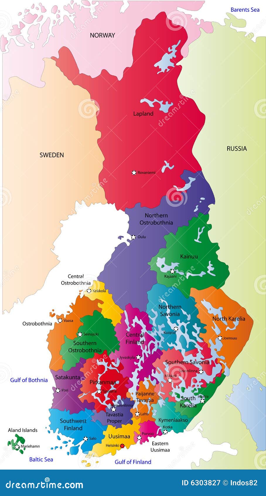 colorida Portugal mapa com regiões e a Principal cidades. vetor