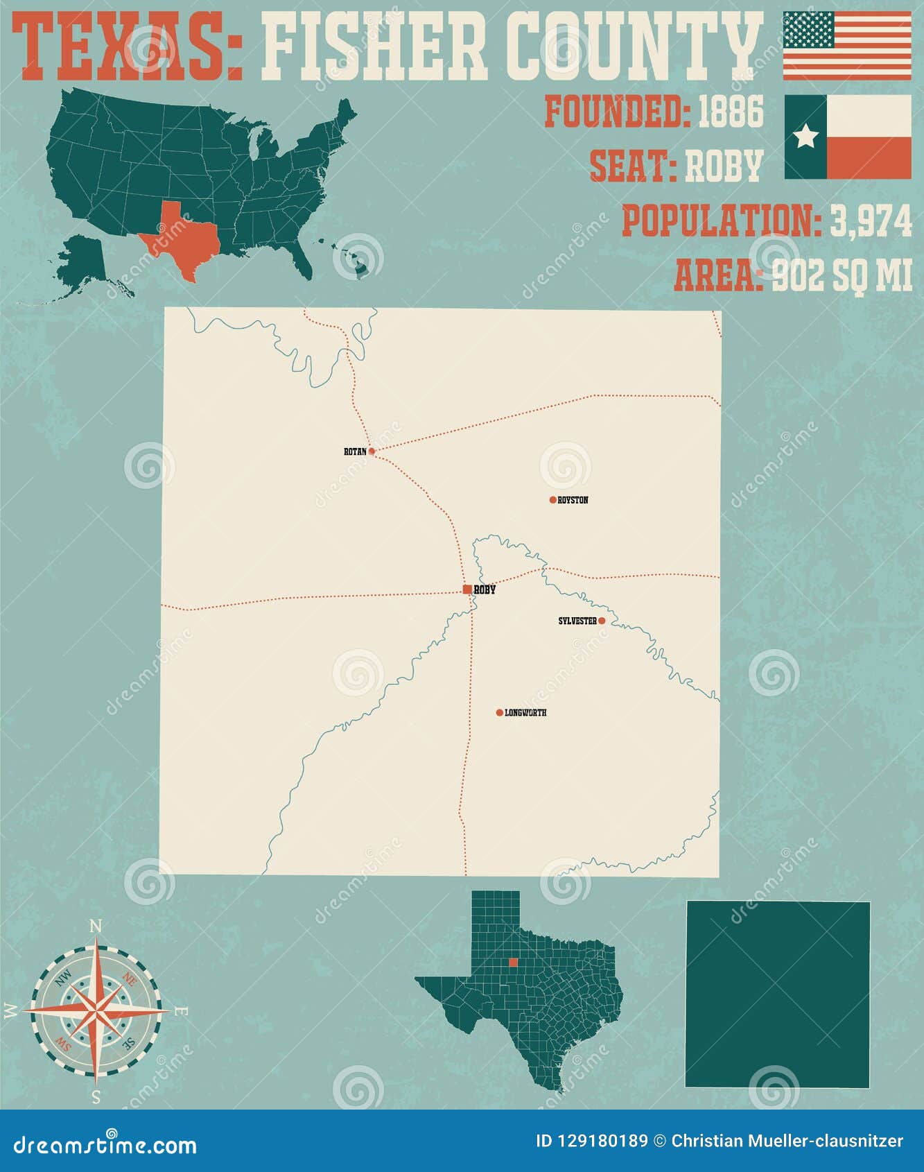 Mapa De Fisher County Em Texas Ilustração do Vetor Ilustração de rios, lagos 129180189