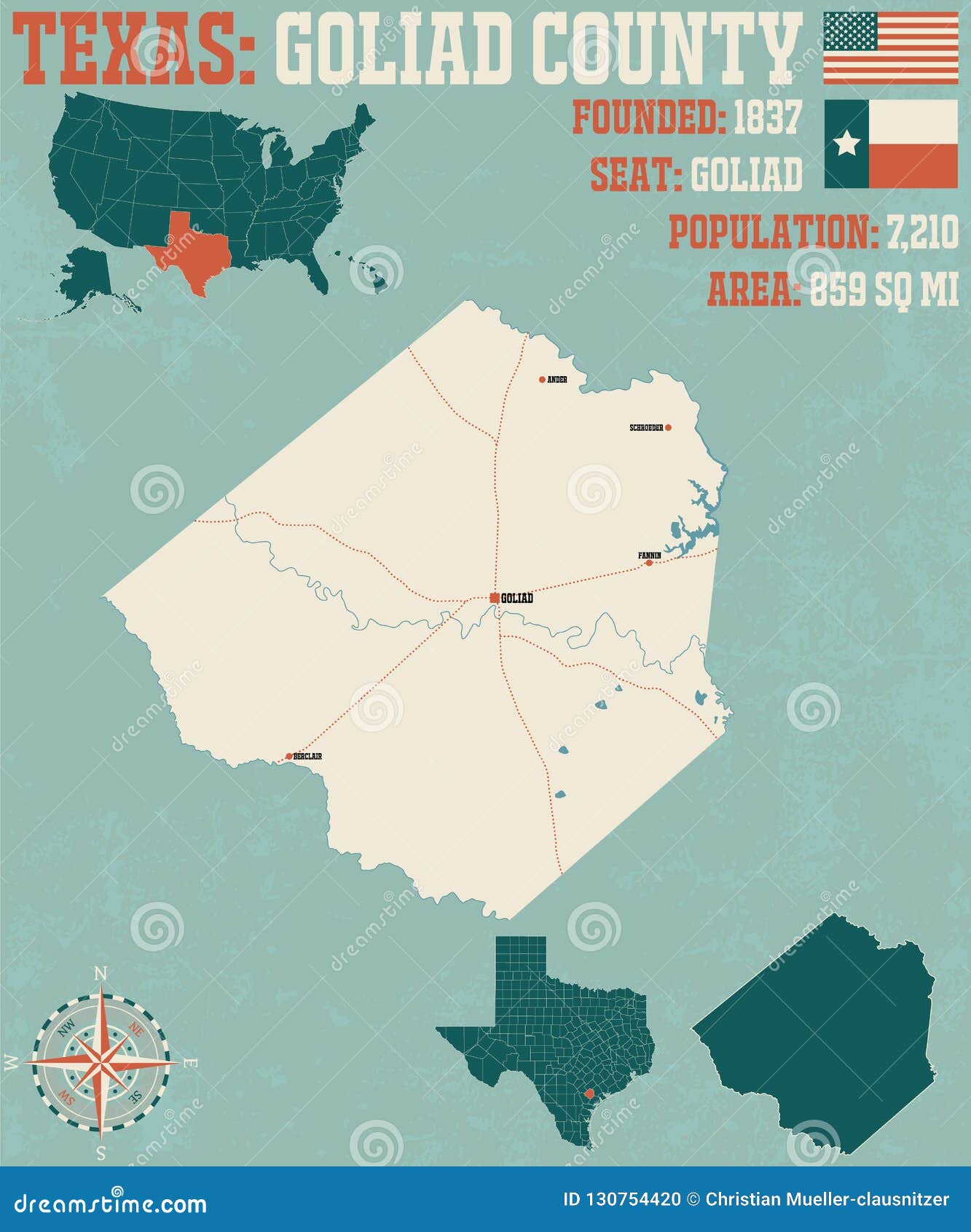 Mapa De Goliad County Em Texas Ilustração do Vetor Ilustração de