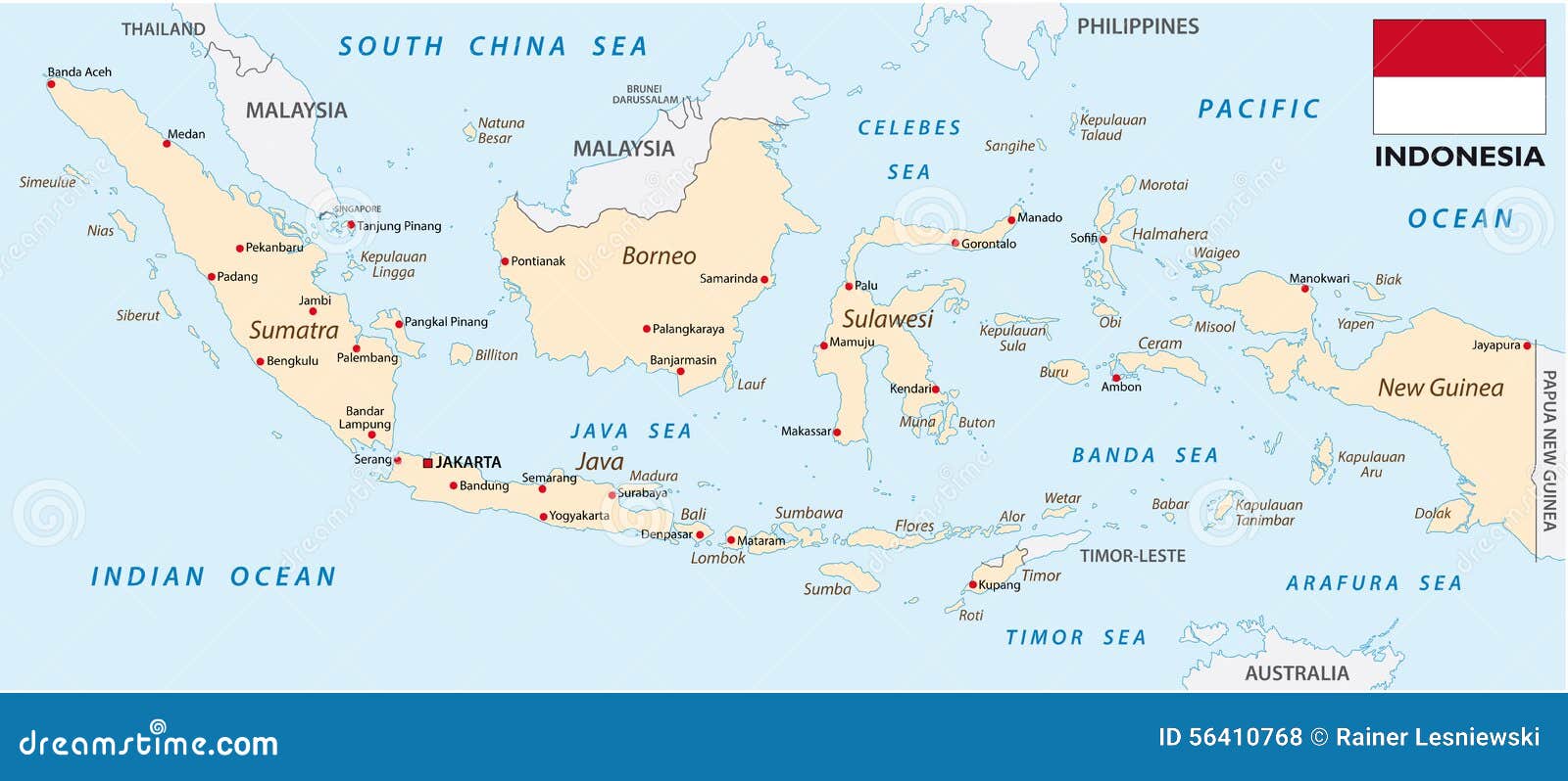 Mapa De Indonesia Con La Bandera Ilustraci n del Vector 