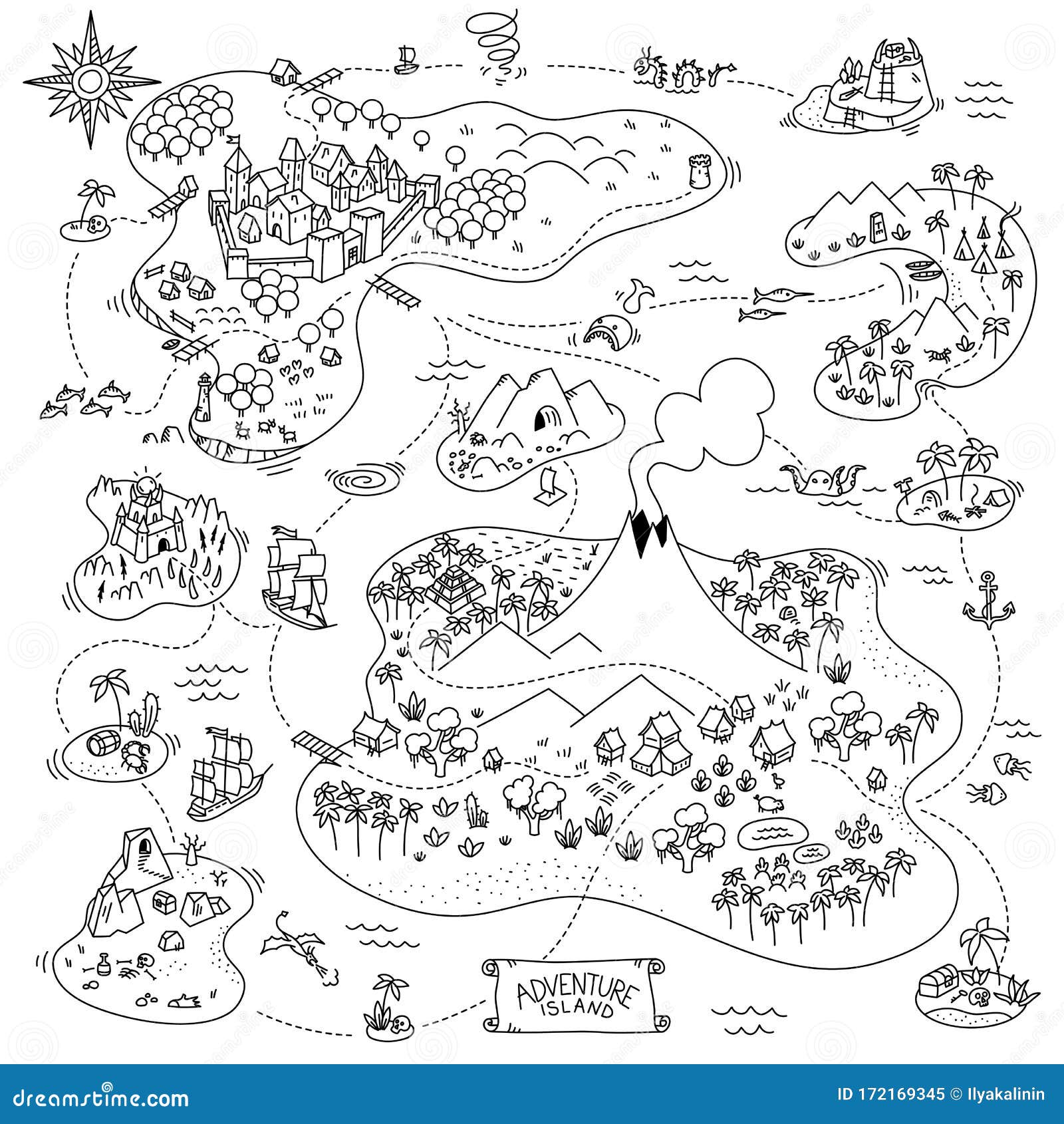 Mapa De Islas De Aventura Juego De Mesa Kit De Juegos De área De Fantasy  Piratas, Monstruos Marinos, Montañas Y Ciudad Medieval C Ilustración del  Vector - Ilustración de equipo, ciudad: 172169345