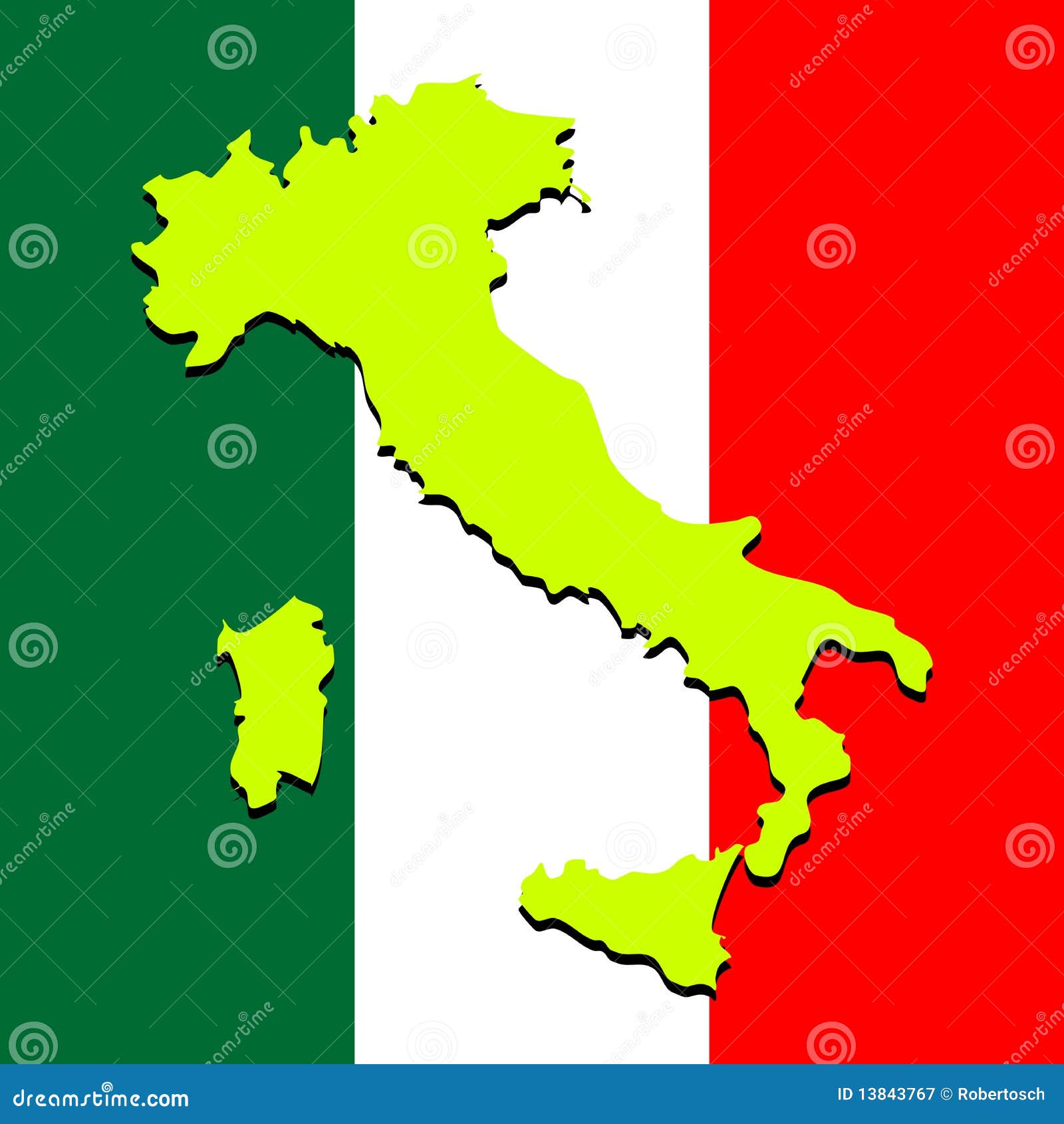 Mapa De Italy Sobre Cores Nacionais Ilustração do Vetor Ilustração de