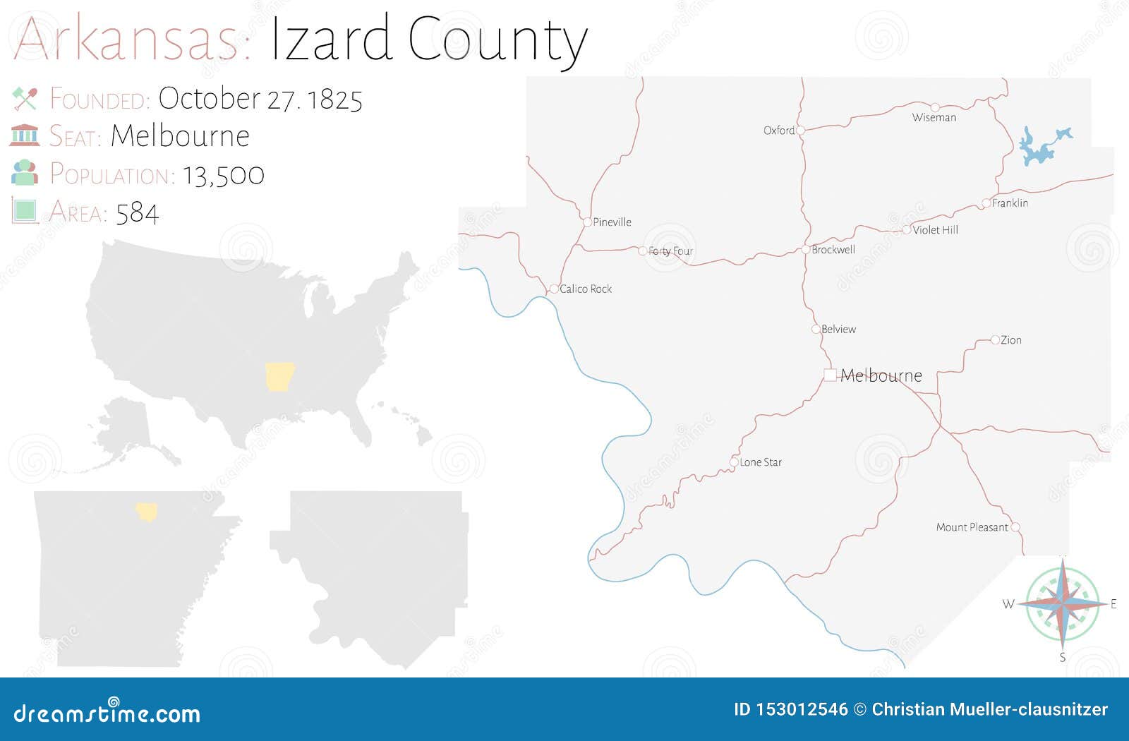 Mapa De Izard County Em Arkansas Ilustração do Vetor Ilustração de