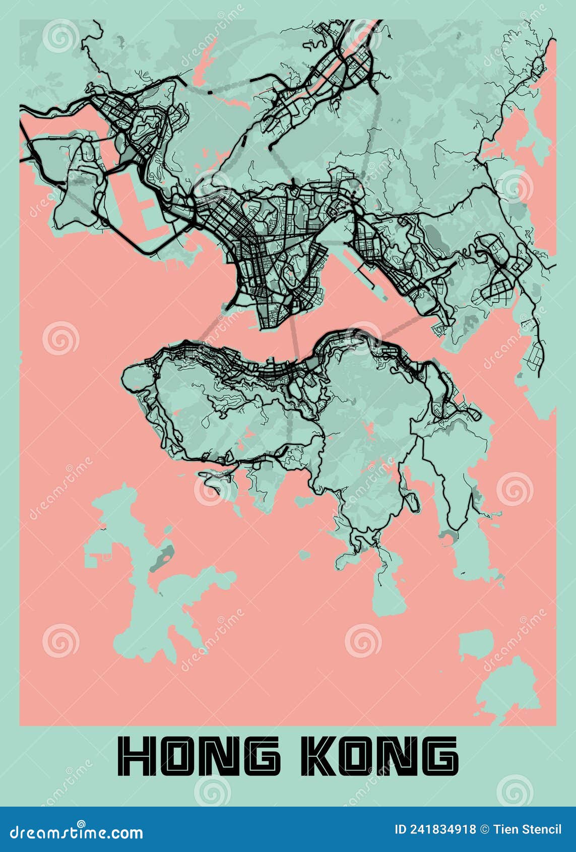 Mapa De La Ciudad Peony De Hong Kong Stock de ilustración - Ilustración de  hong, goce: 241834918