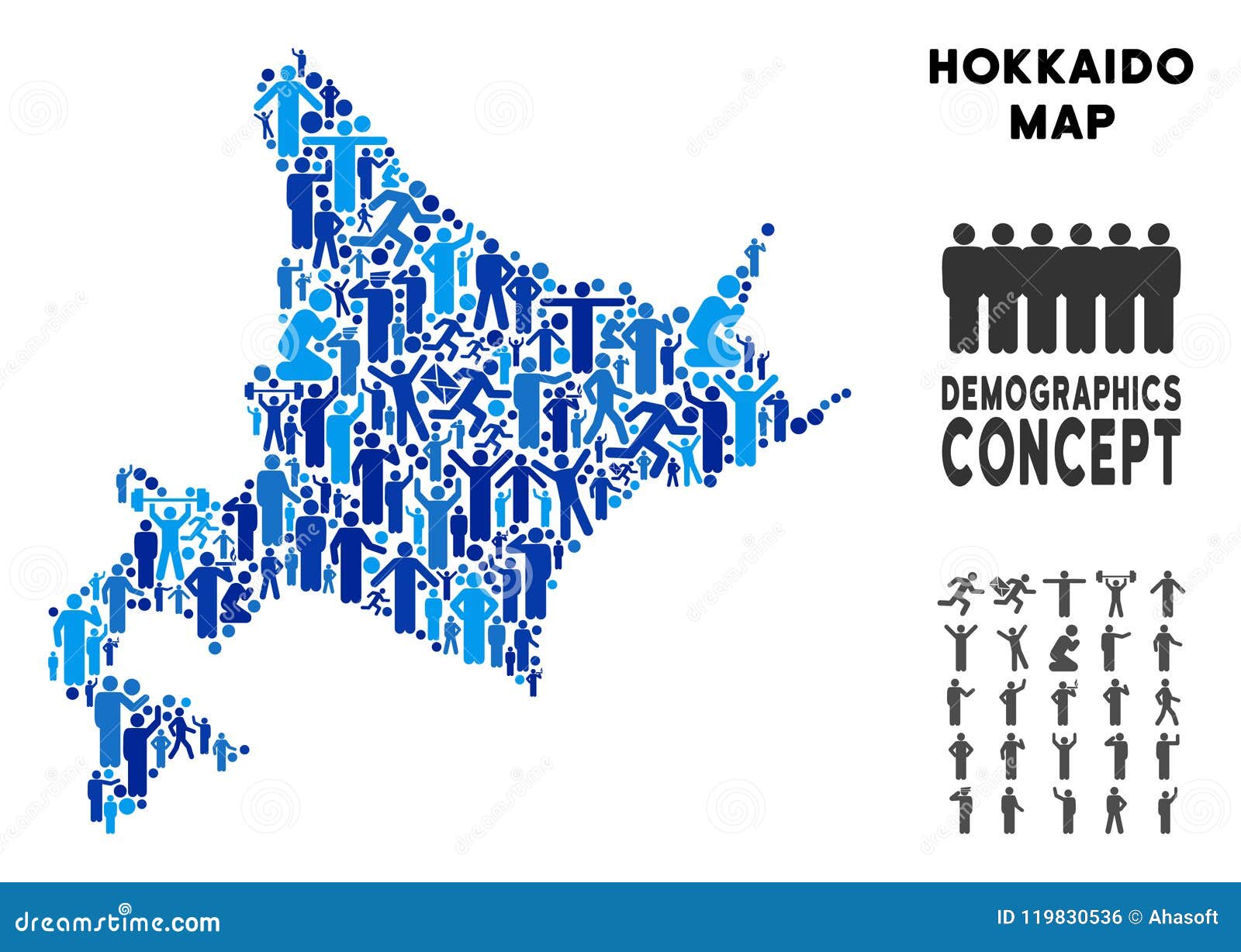 Mapa De La Isla De Hokkaido Del Demographics Ilustración del Vector