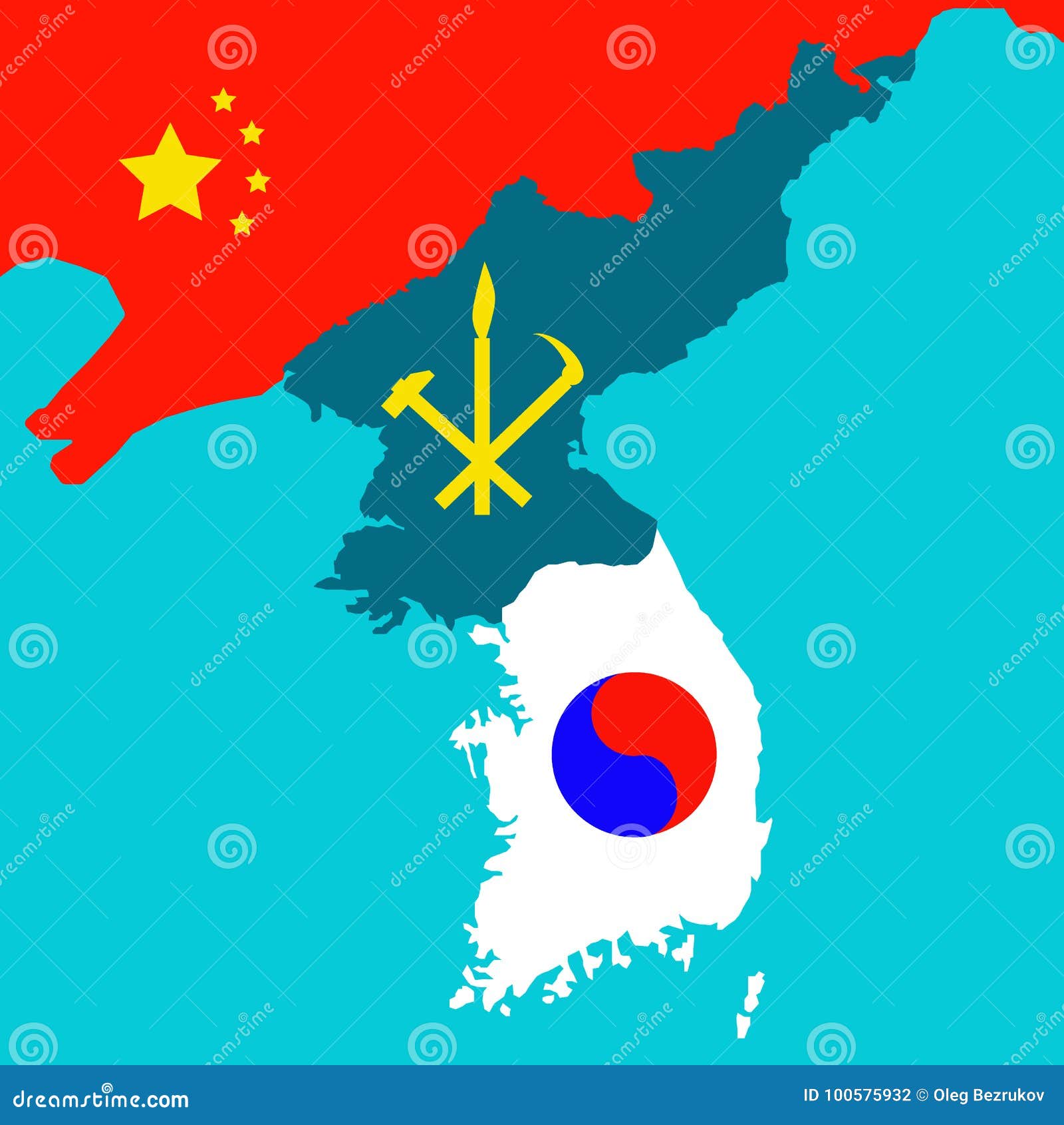 Mapa de la Península de Corea, según su panorama político actual