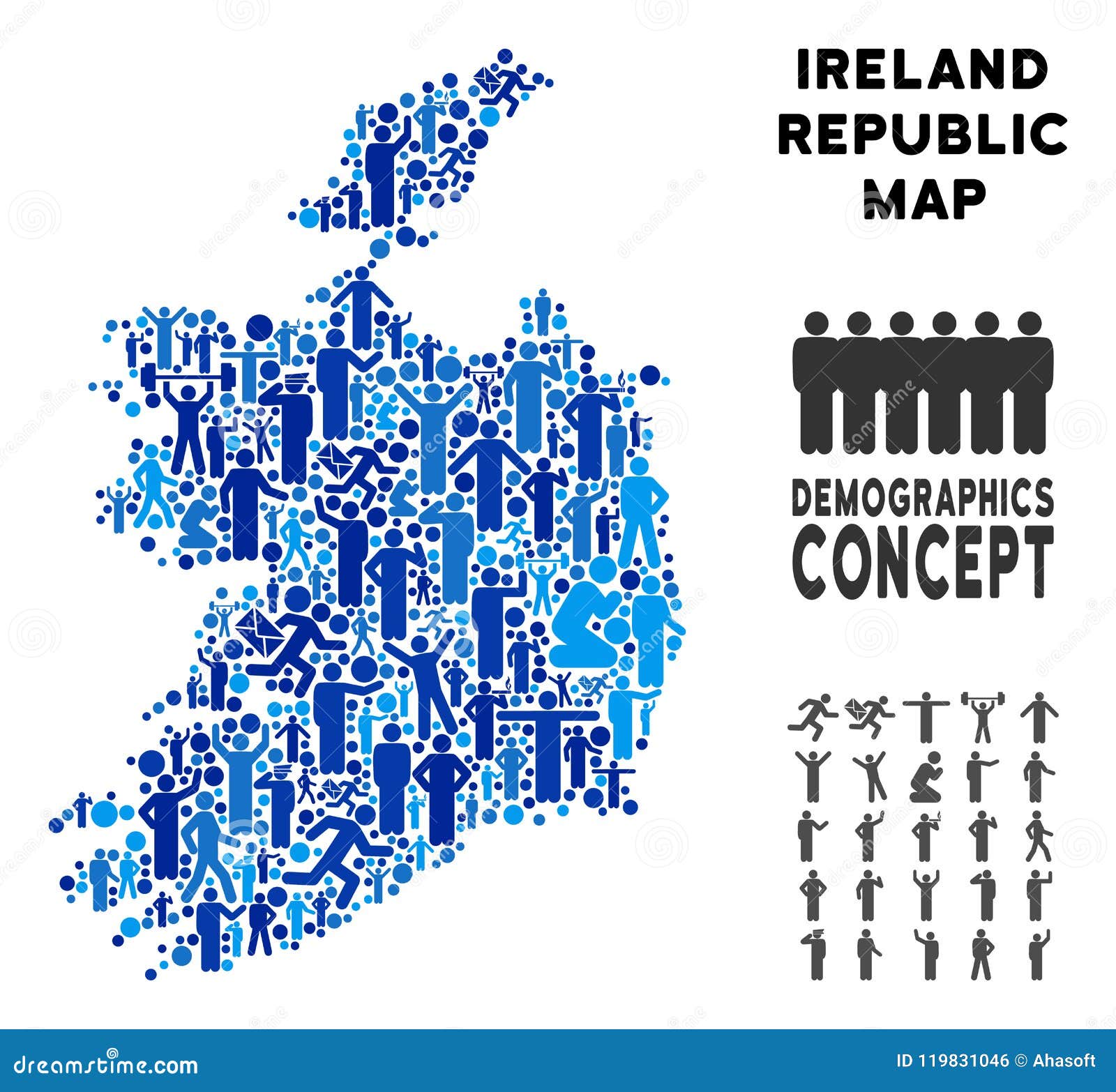 Mapa De La República De Irlanda Del Demographics Ilustración del Vector