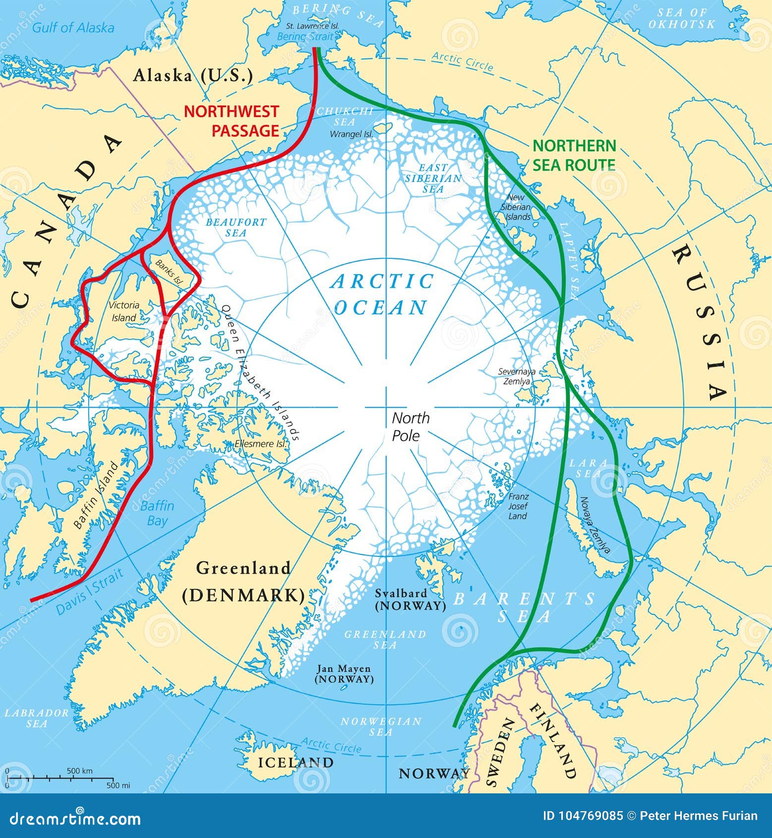 mapa-de-las-rutas-mar-timas-el-oc-ano-rtico-ilustraci-n-del-vector