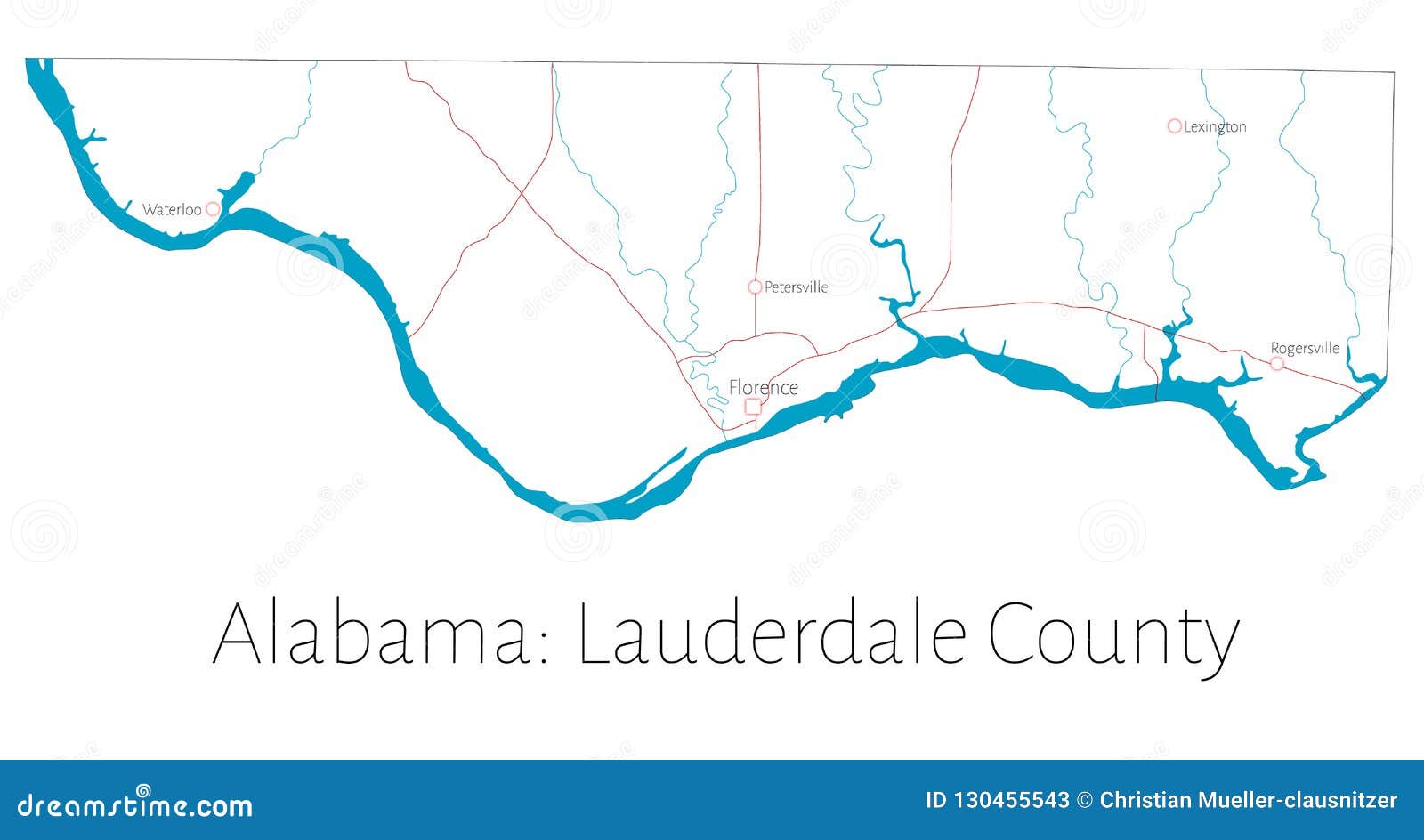 Mapa De Lauderdale County Em Alabama Ilustração do Vetor Ilustração