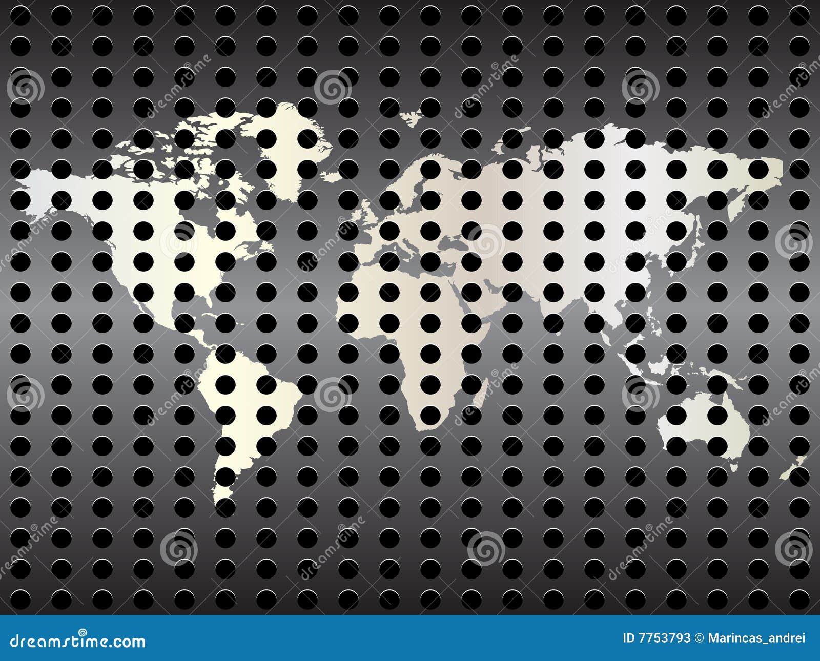 Mapa de mundo metálico. Ilustração metálica do vetor do mapa de mundo