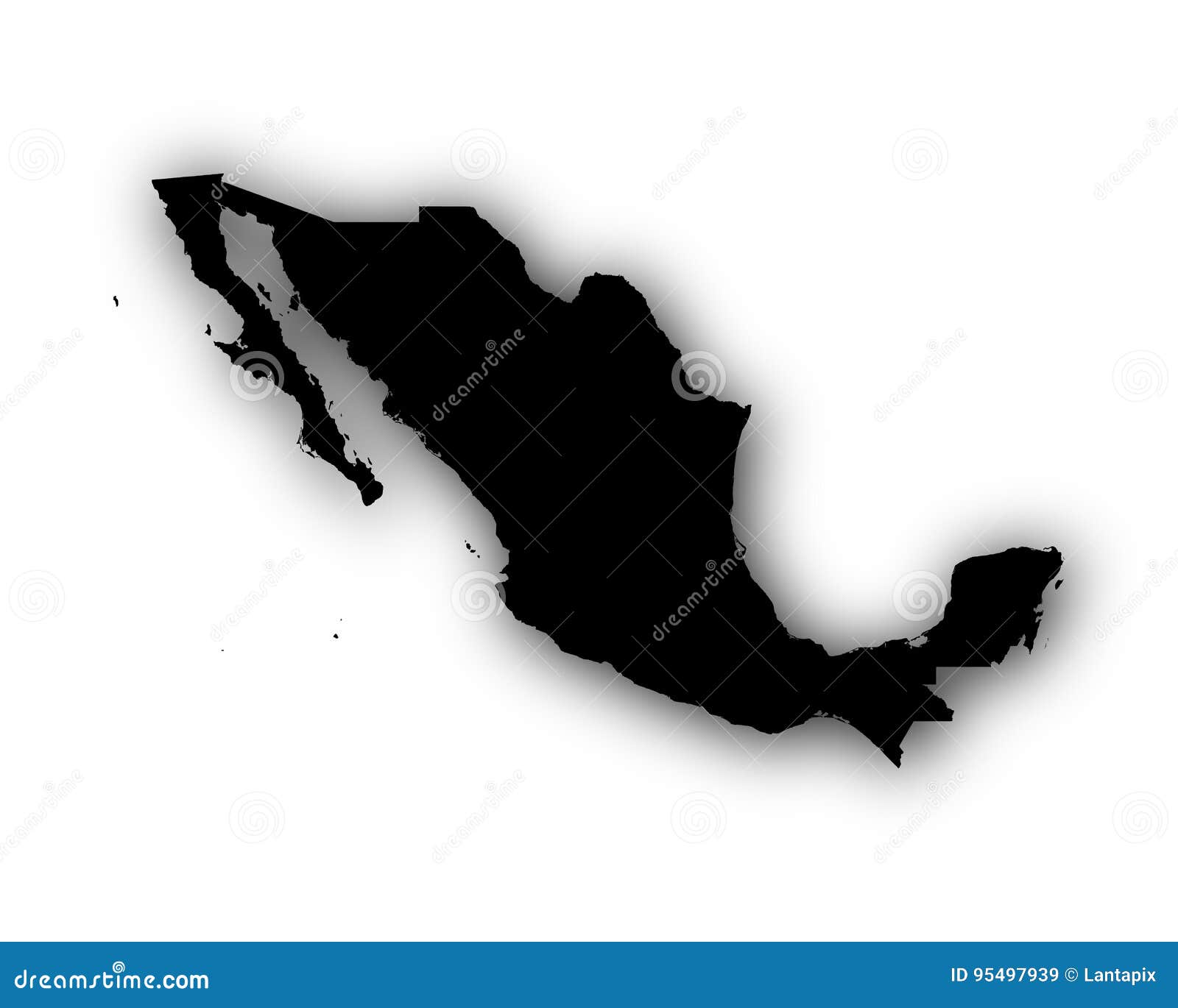 Mapa De México Con La Sombra Ilustración del Vector Ilustración de blanco, molde 95497939