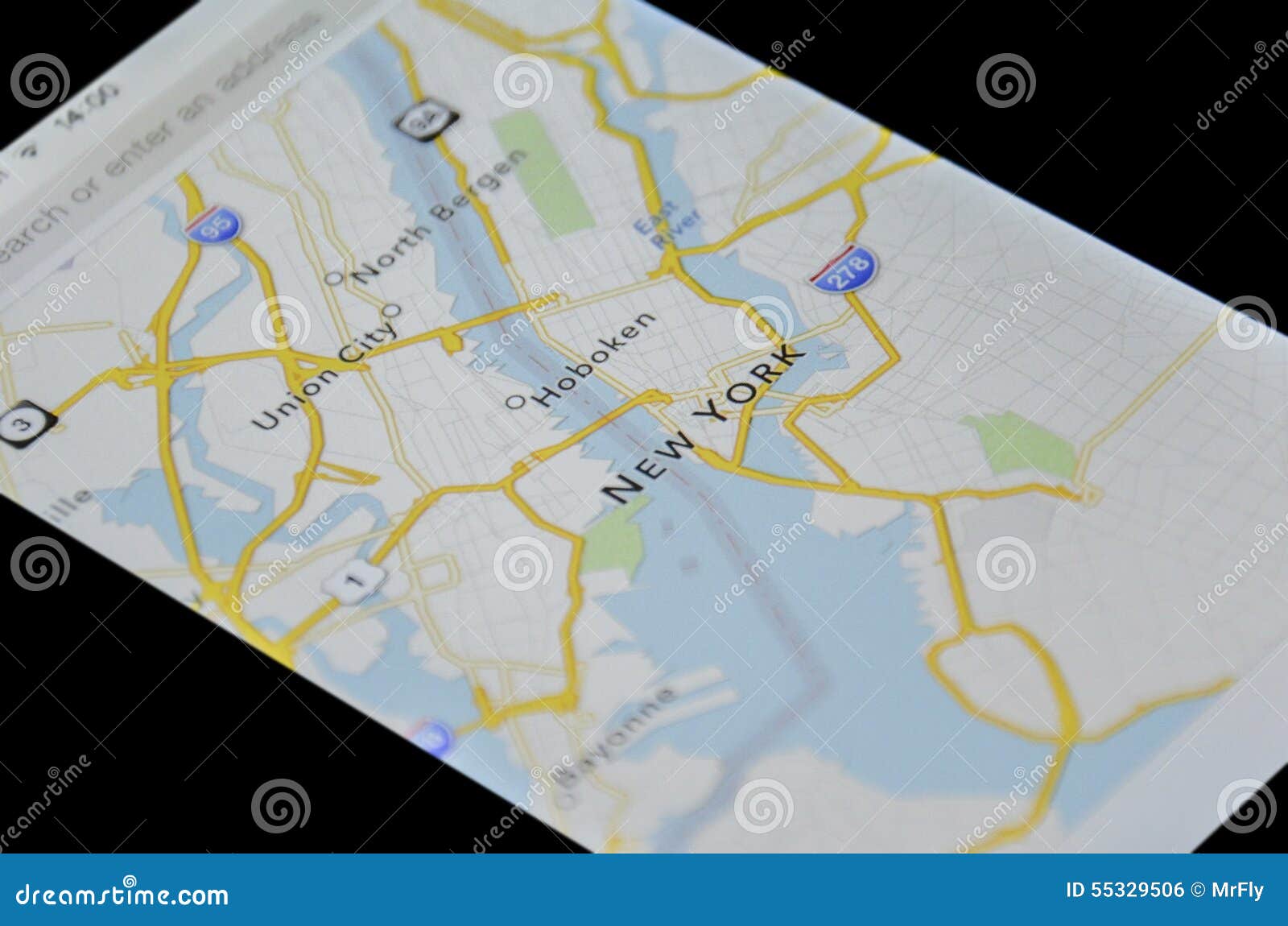 Mapa De New York No Smartphone Foto Editorial Imagem de estradas
