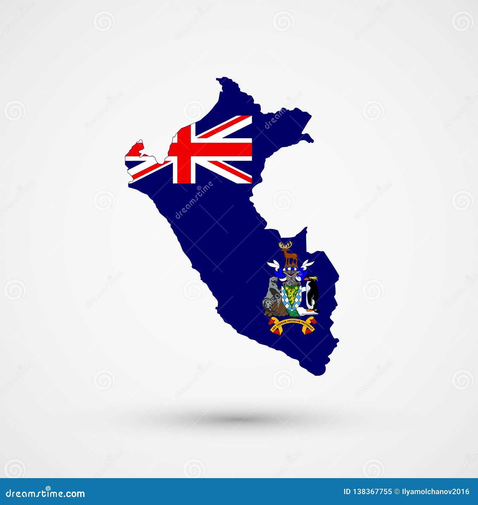 Mapa De Peru En Escudo De Armas De Georgia Del Sur Y De Los