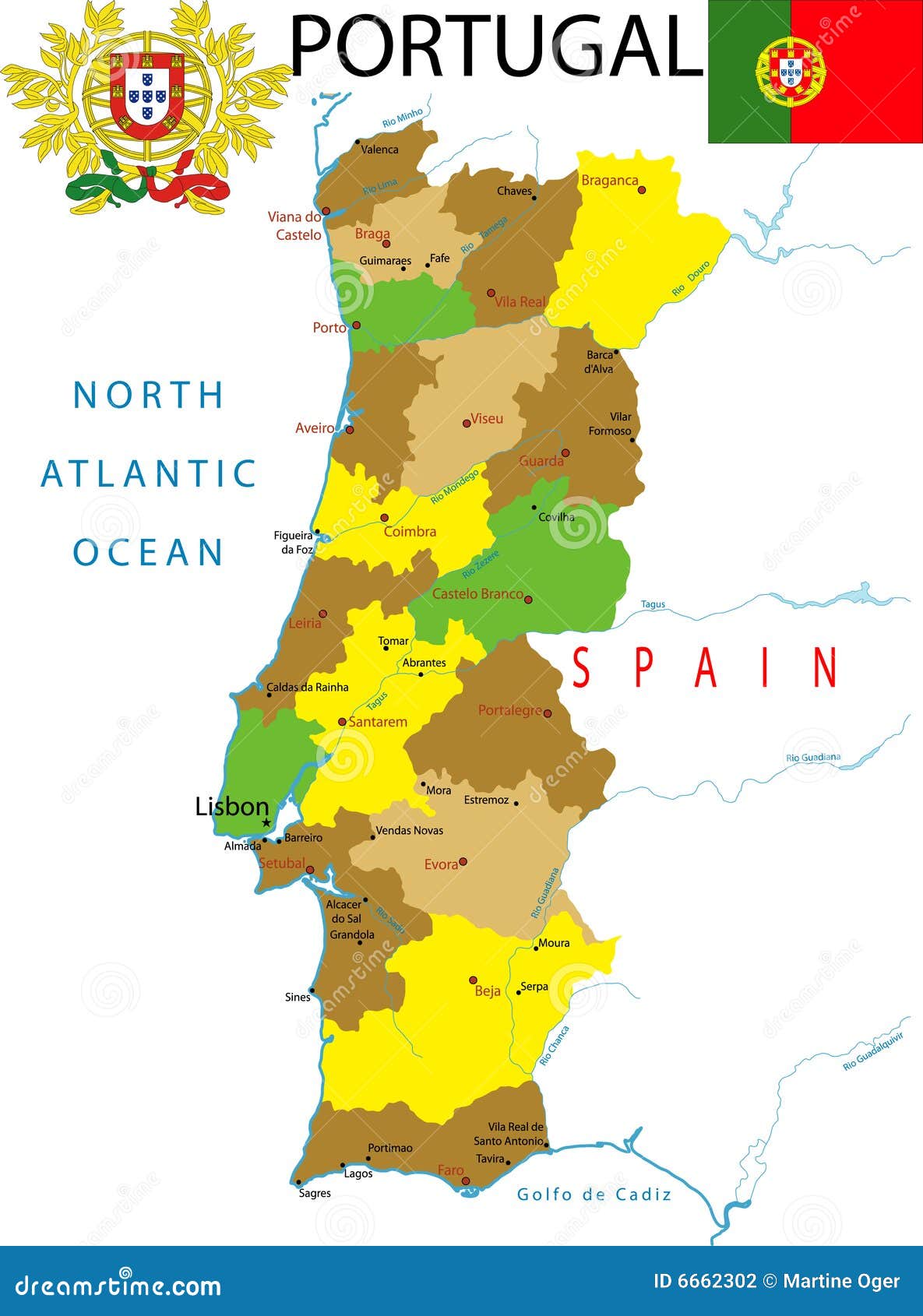 Mapa De Portugal E Cor Branca Das Estradas Ilustração do Vetor