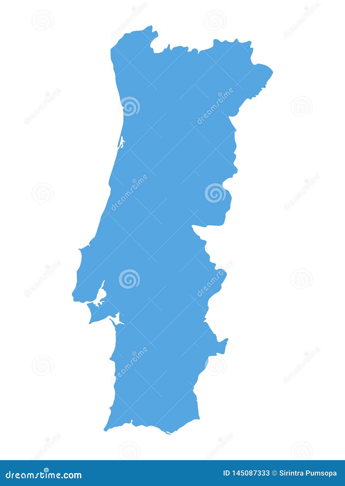 Vetores de Mapa De Portugal Contorno Azul Detalhado E Silhueta