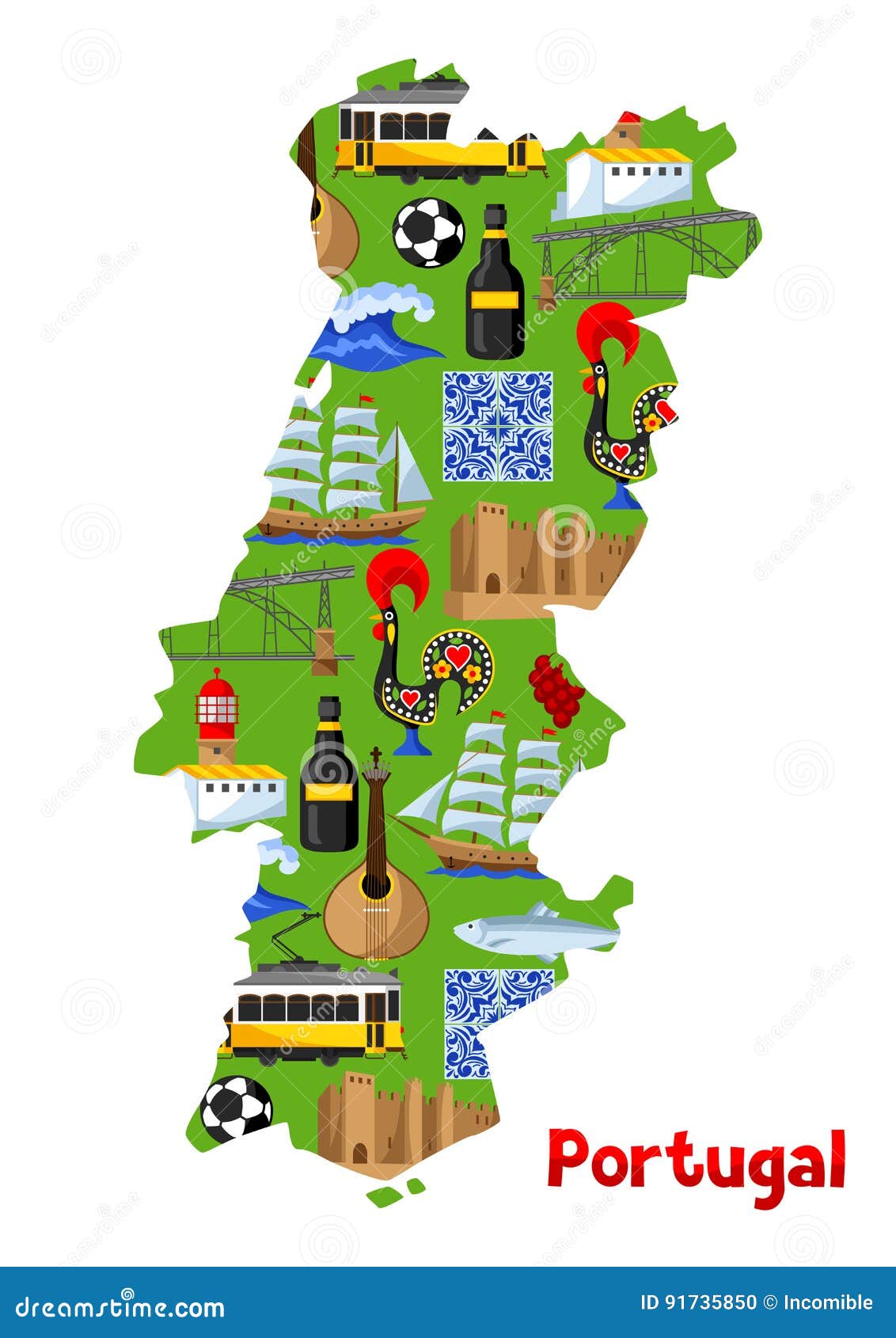 Mapa de Portugal ilustração do vetor. Ilustração de mapas - 6219062