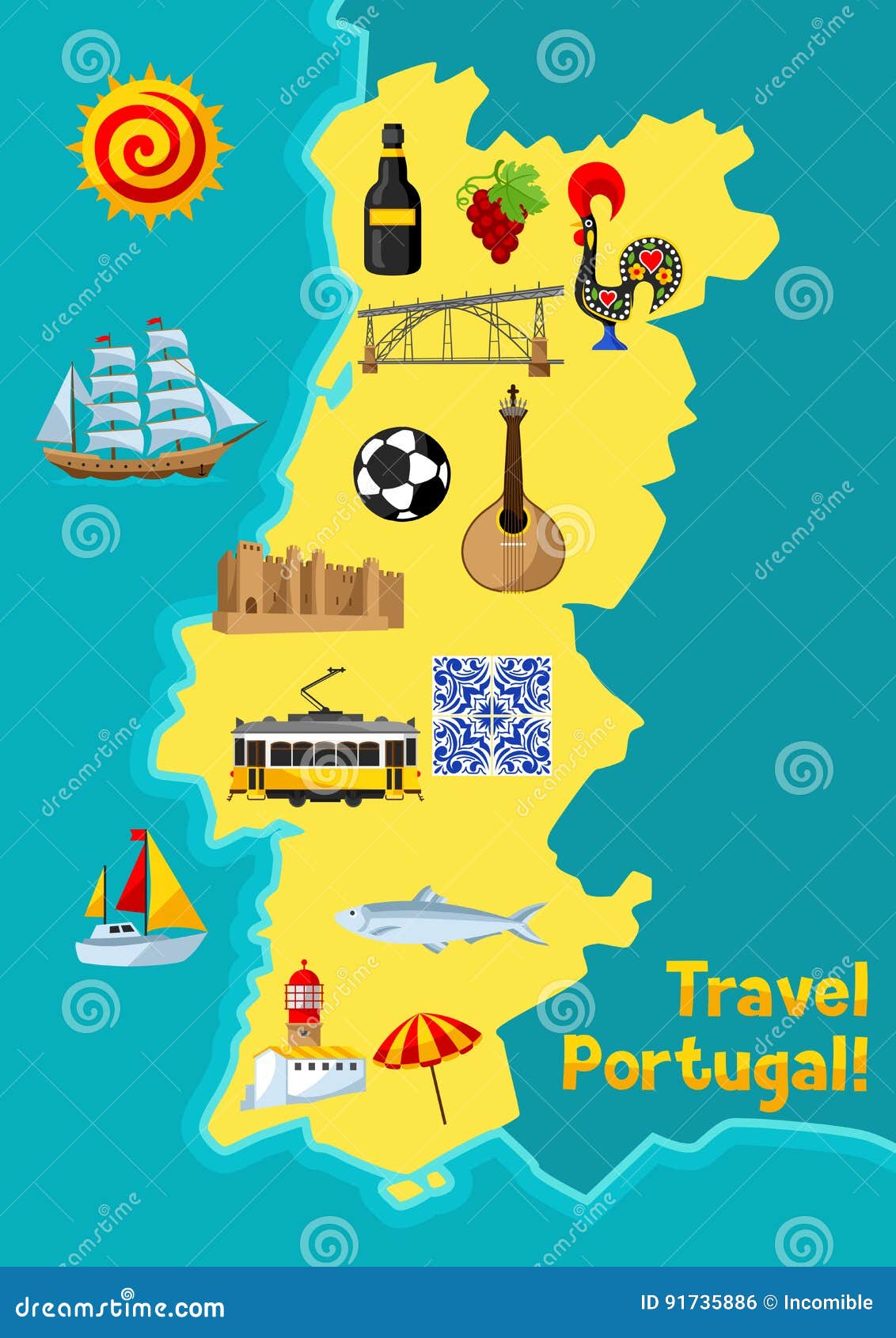 Mapa portugal Imagens de Stock de Arte Vetorial