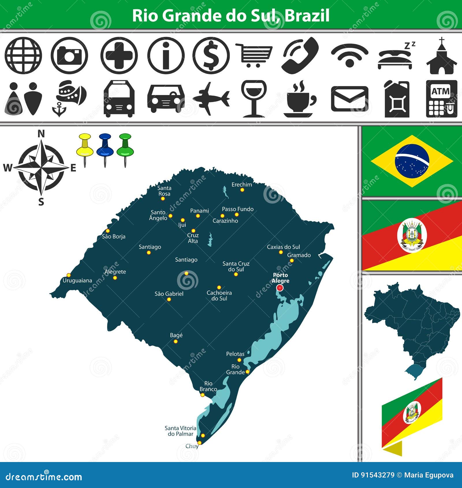 Mapa De Rio Grande Del Sur El Brasil Ilustracion Del Vector Ilustracion De Divisiones Icono