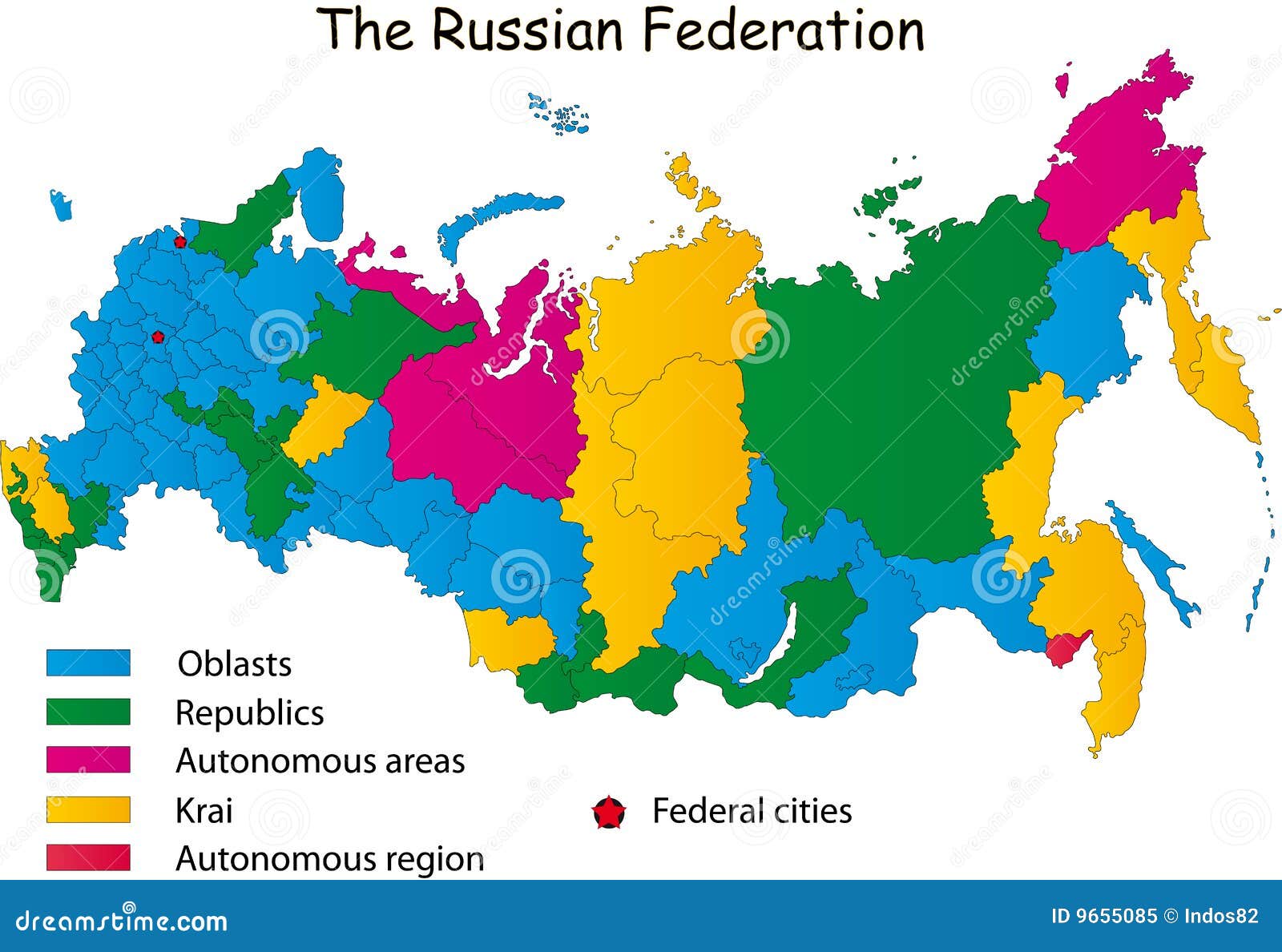 Mapa Político Da Federação Russa Foto de Stock - Imagem de conceito,  internacional: 119498198