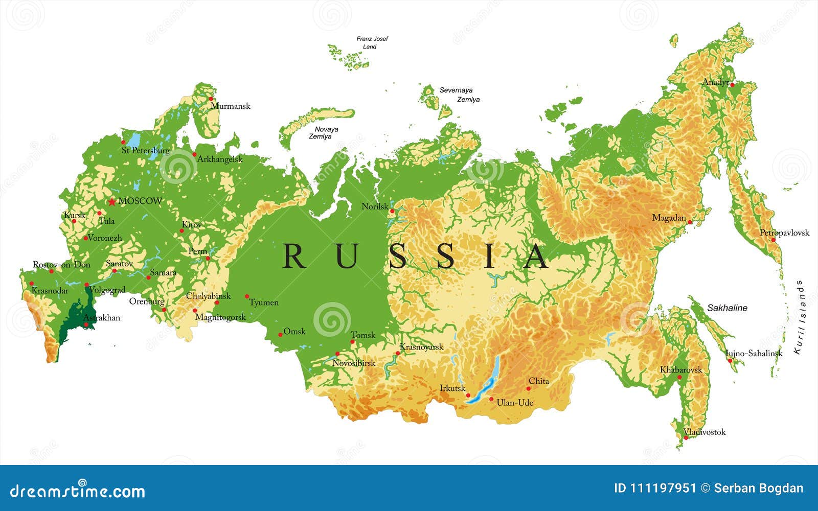 Rússia. Mapa de relevo sombreado da: ilustrações stock 18996400