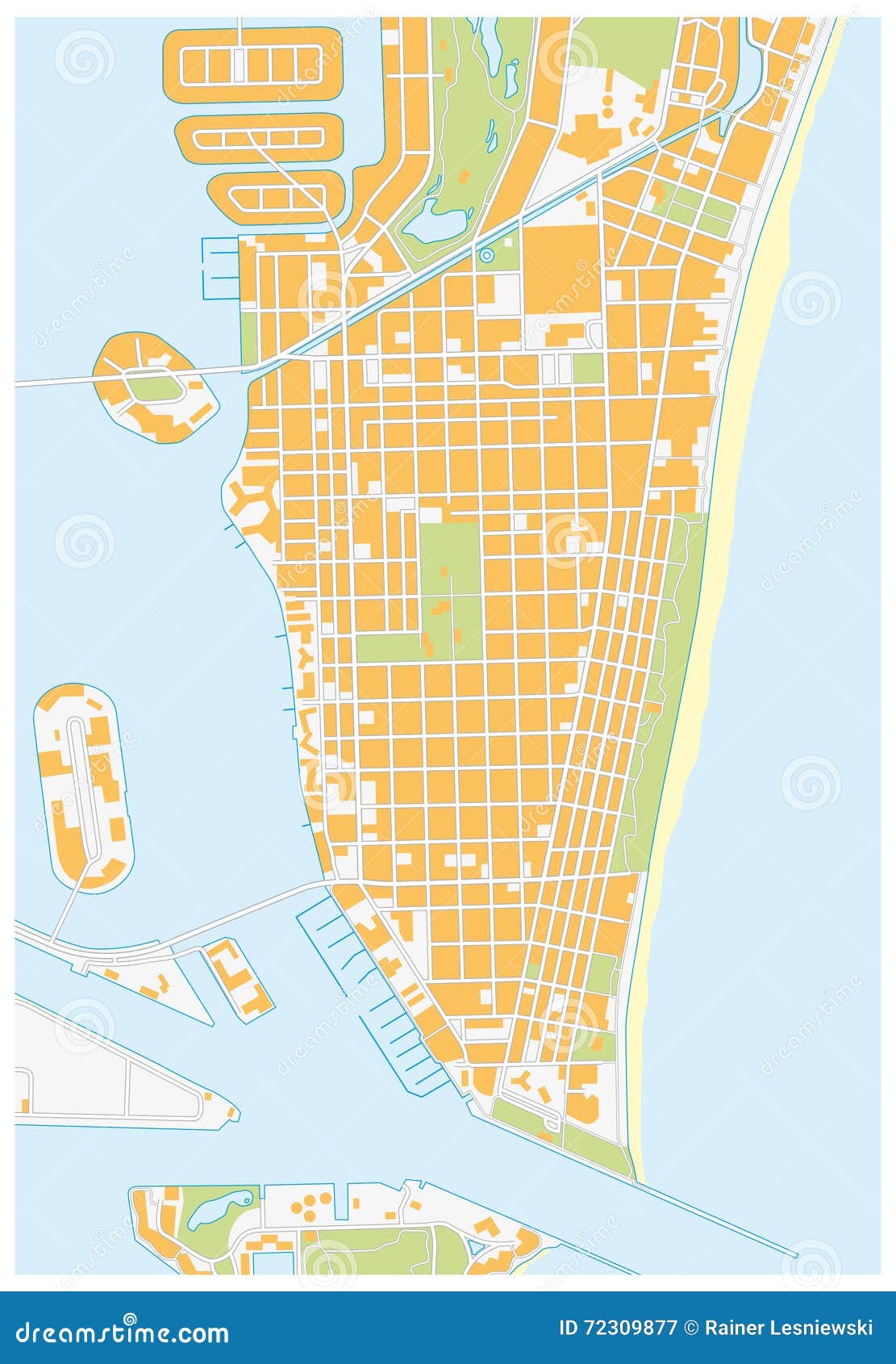 mapa de ruas de miami beach, florida ilustração stock