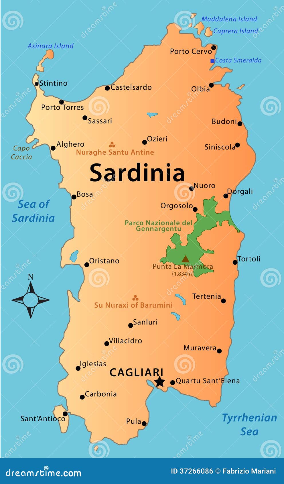 Mapa De Sardinia Imagem de Stock Royalty Free Imagem 37266086