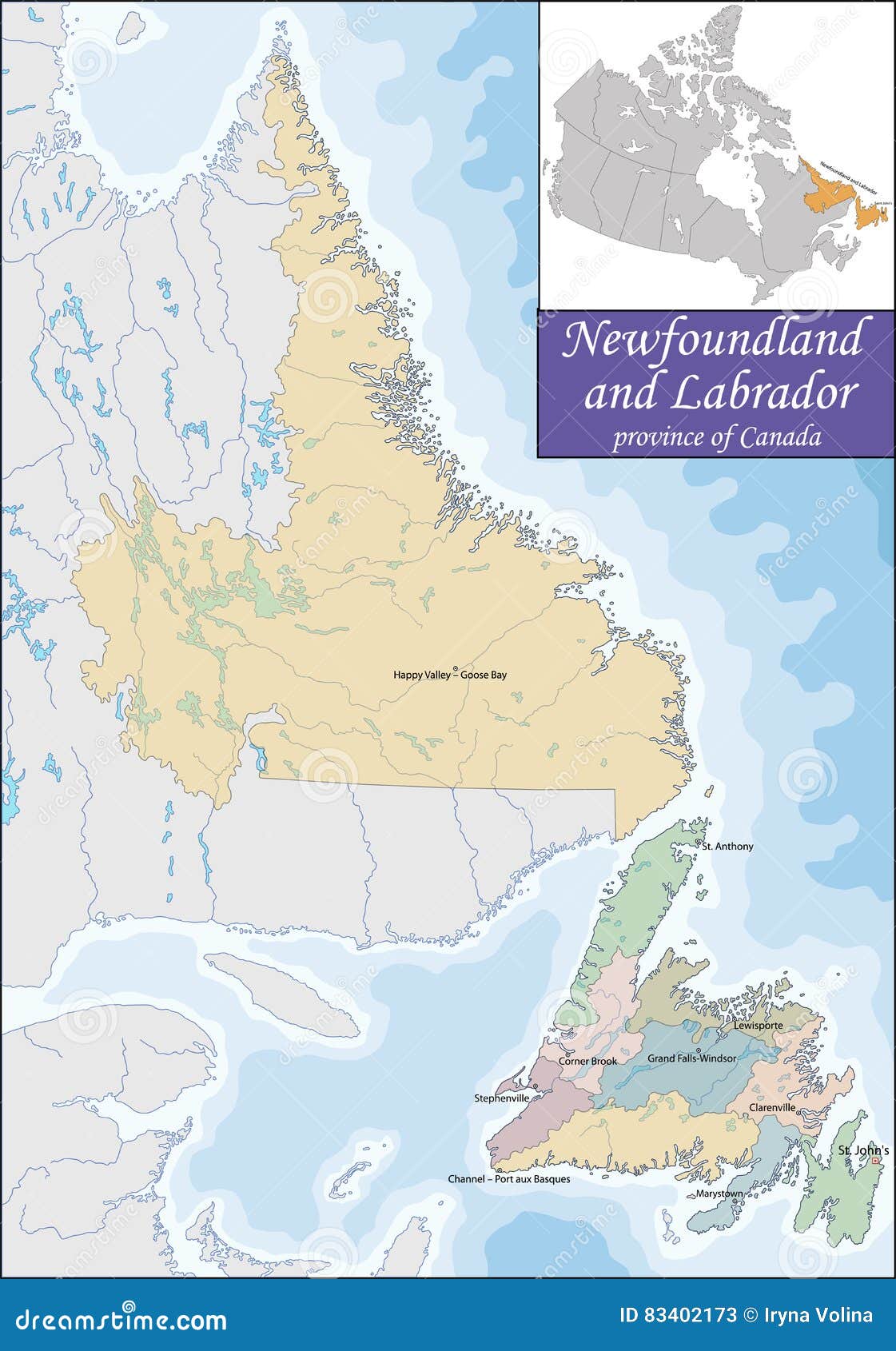 Mapa De Terranova Y De Labrador Ilustración del Vector Ilustración de