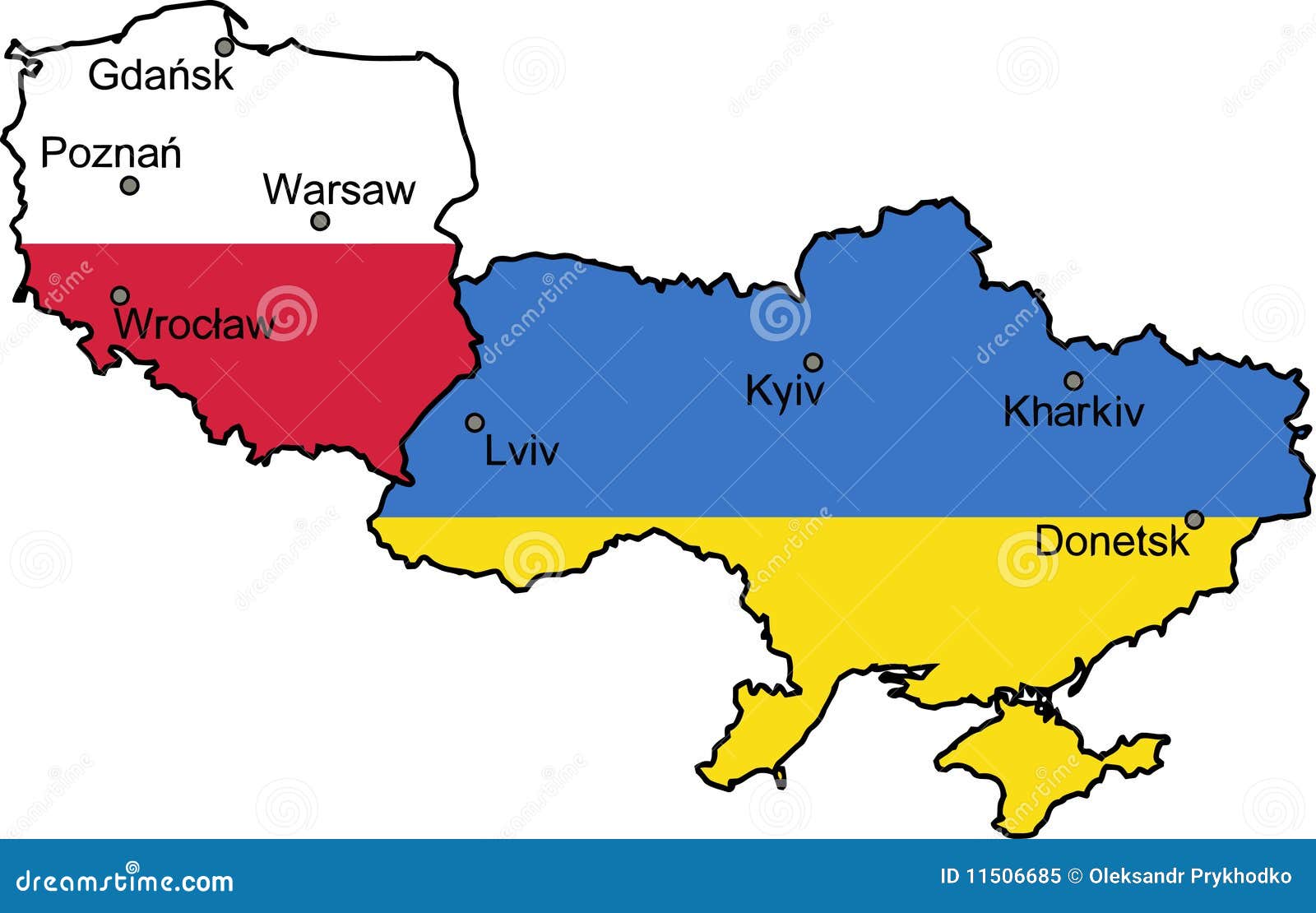 Mapa Da Ucrânia E Da Polónia (UEFA Euro 2012) Ilustração do Vetor