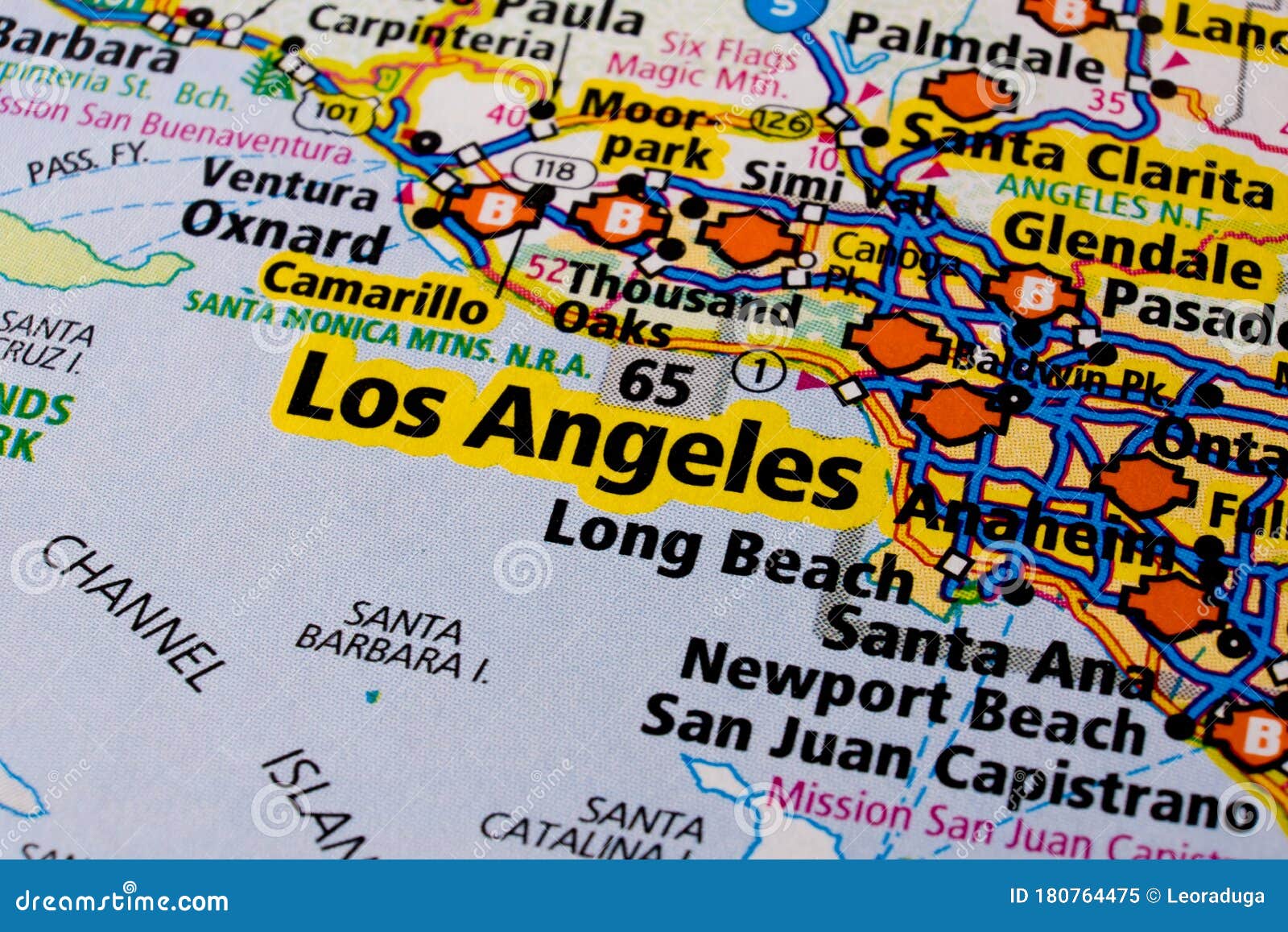 Mapa De Viajes De La Ciudad De Los Angeles En Estados Unidos Imagen De