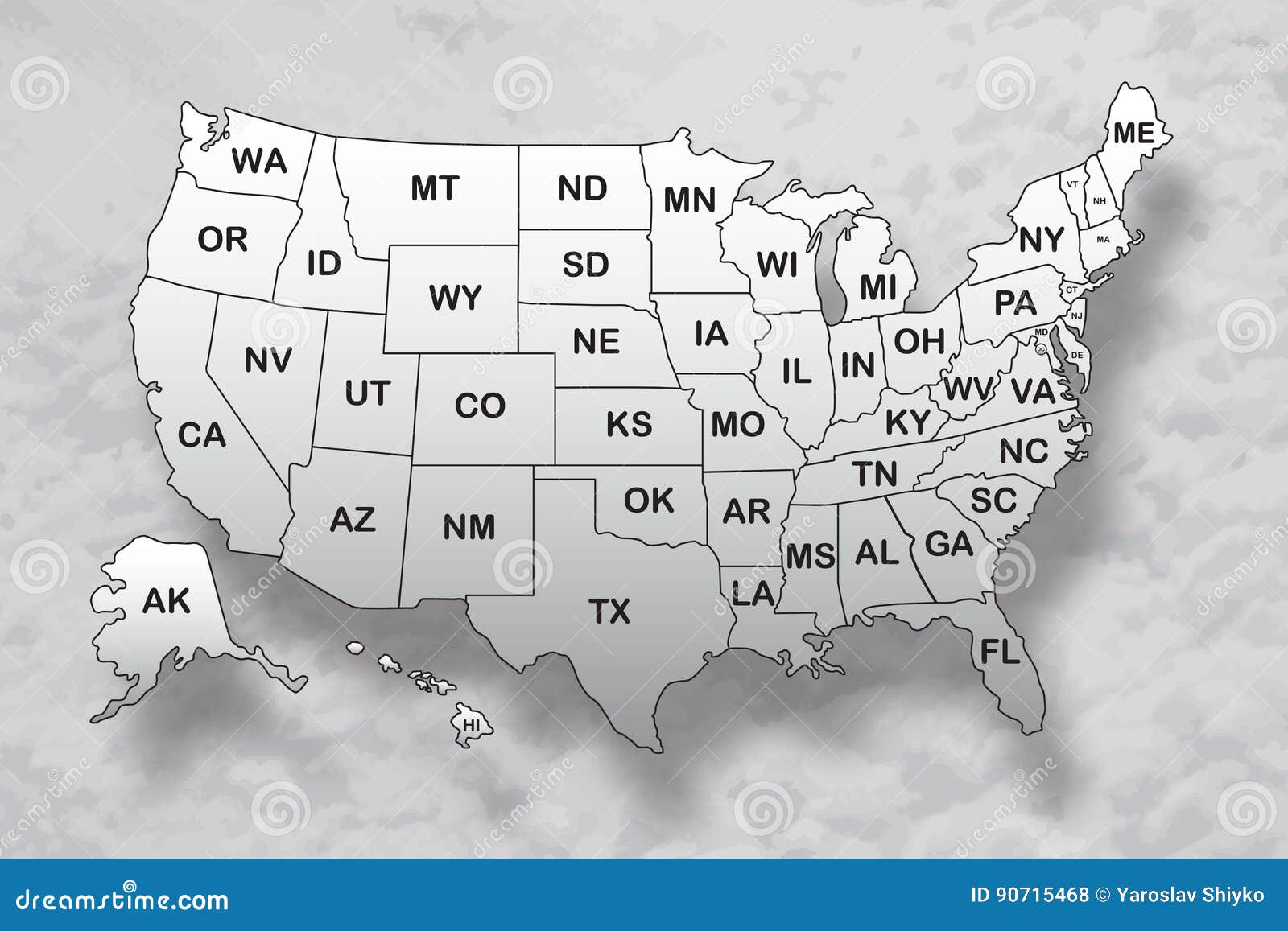 Mapa Del Cartel De Los Estados Unidos De América Con Nombres Del Estado Y  De La Sombra En El Fondo Del Cielo Ilustración del Vector - Ilustración de  cielo, colorado: 90715468