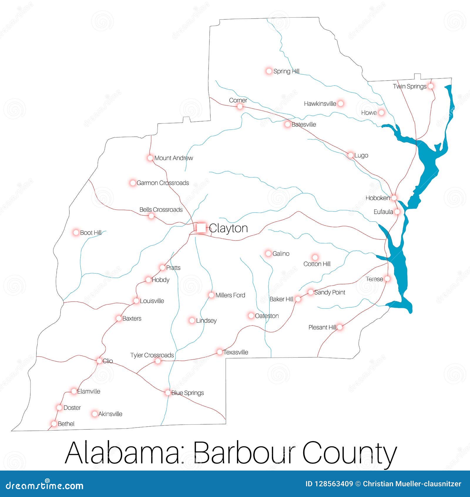 Mapa Del Condado De Barbour En Alabama Ilustración del Vector