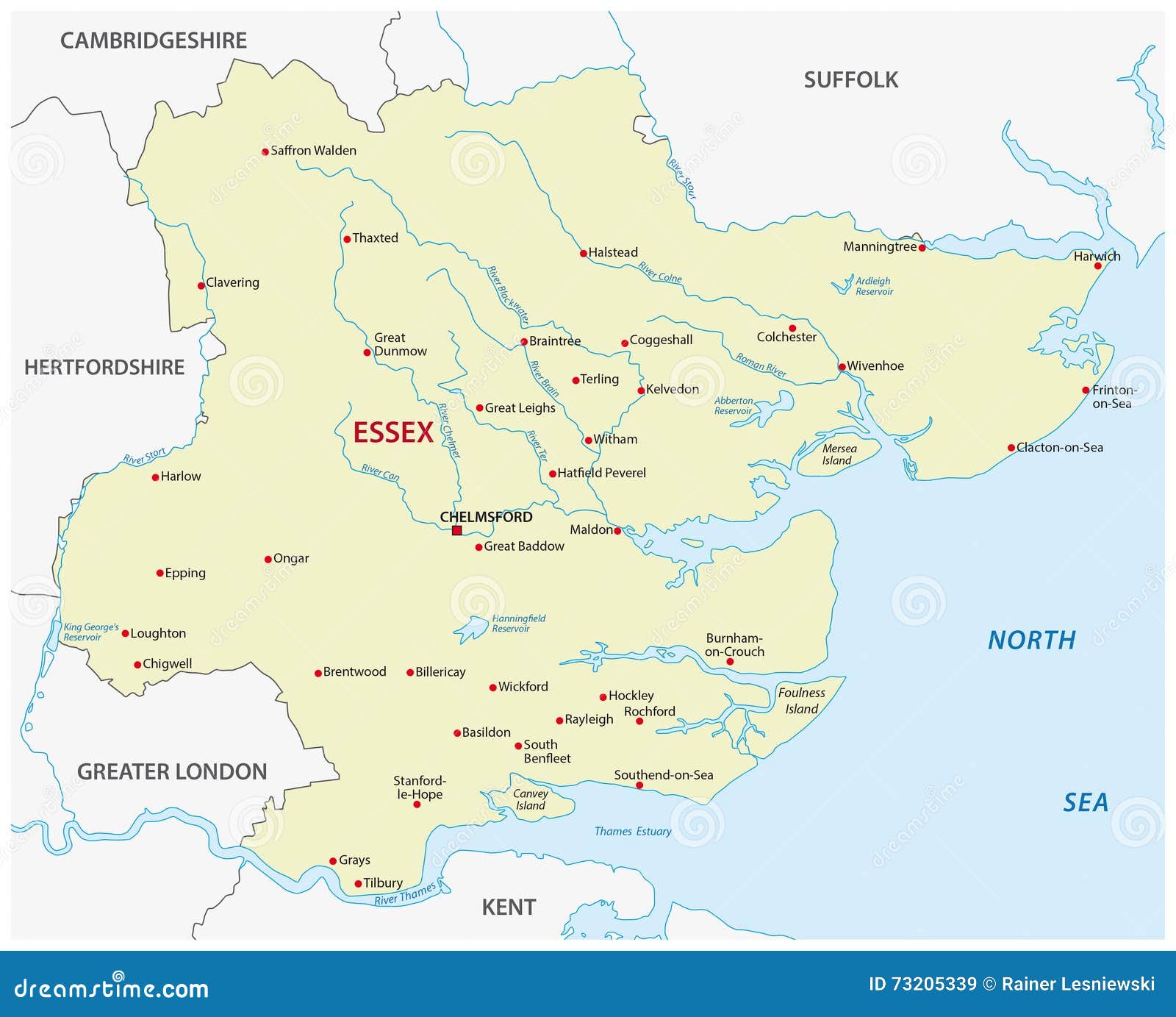Mapa del condado de Essex stock de ilustración. Ilustración de reino