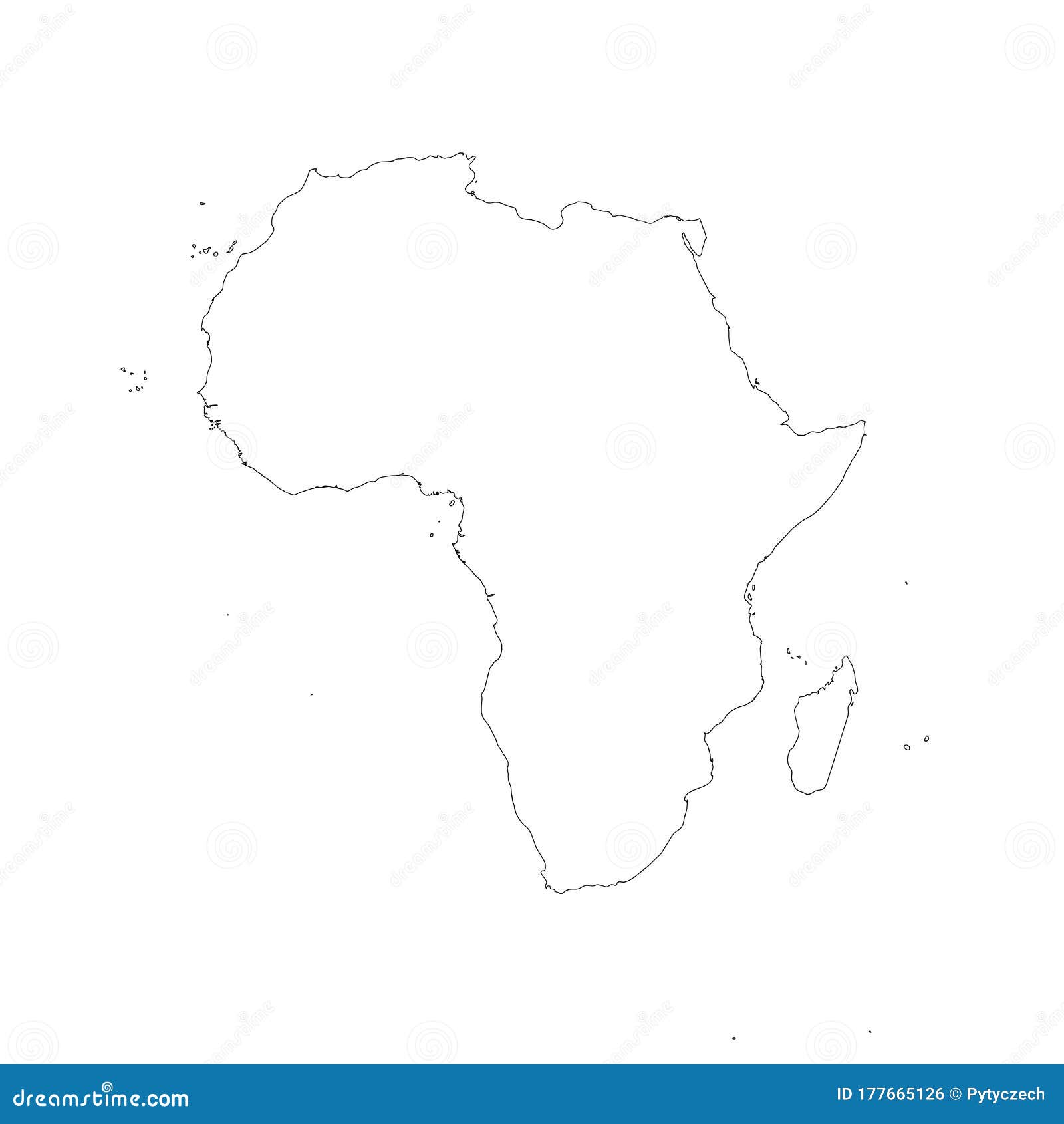 Mapa Del Contorno Negro Bthin De áfrica Mapa Del Contorno Del Continente Ilustración Vectorial 3782