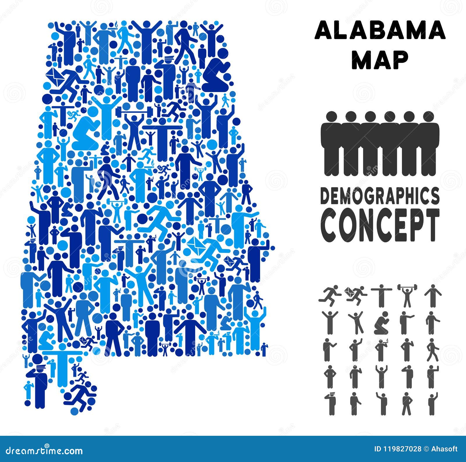 Mapa Del Estado De Alabama Del Demographics Ilustración del Vector
