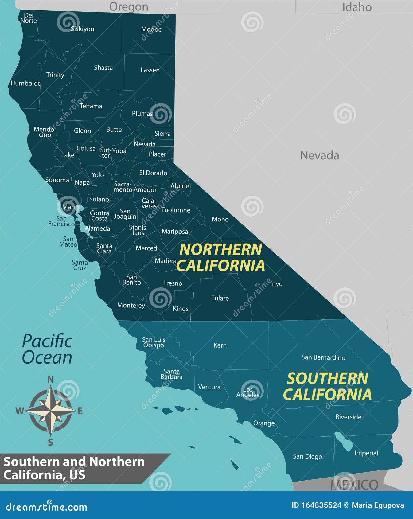 Mapa Del Estado De California Ee Uu Ilustración Del Vector