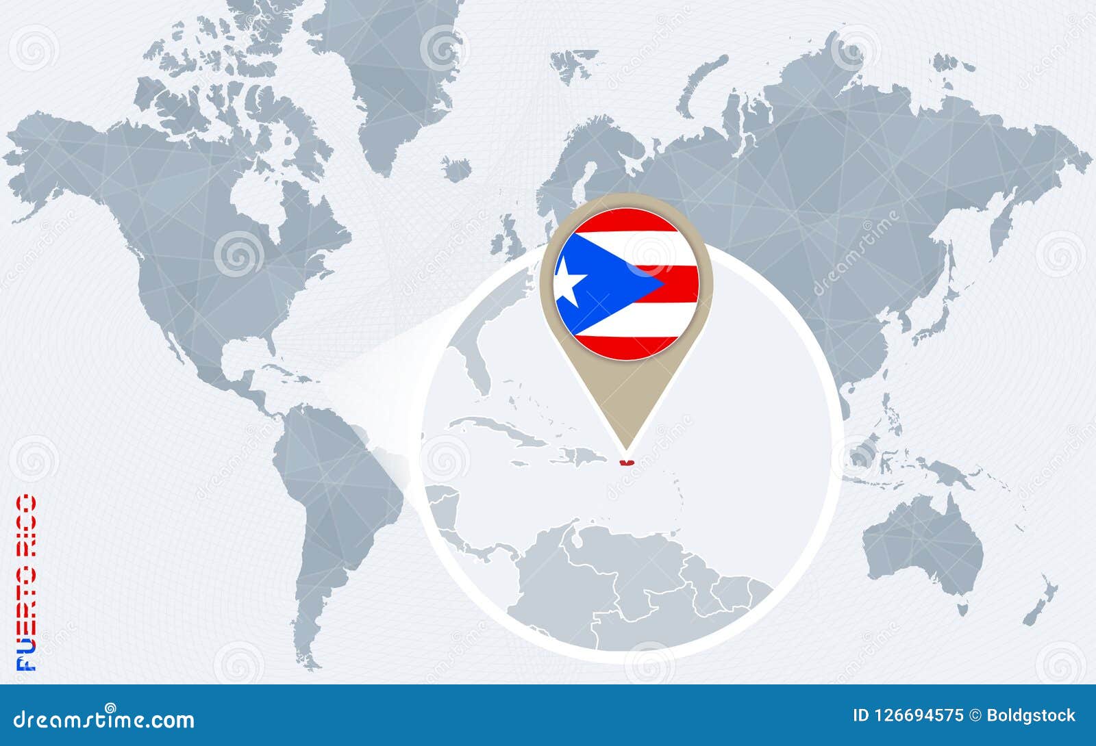 Mapa Del Mundo Azul Abstracto Con Puerto Rico Magnificado Ilustracion Del Vector Ilustracion De Indicador Marcador