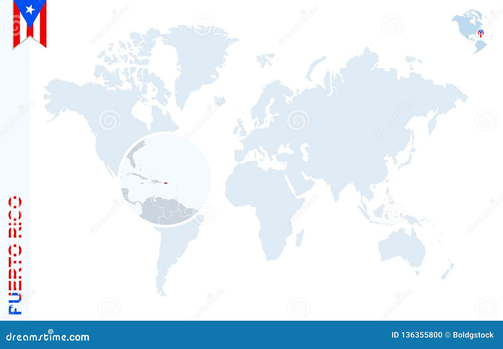 Mapa Del Mundo Azul Con Magnificar En Puerto Rico Ilustracion Del Vector Ilustracion De Ciudad Correspondencia