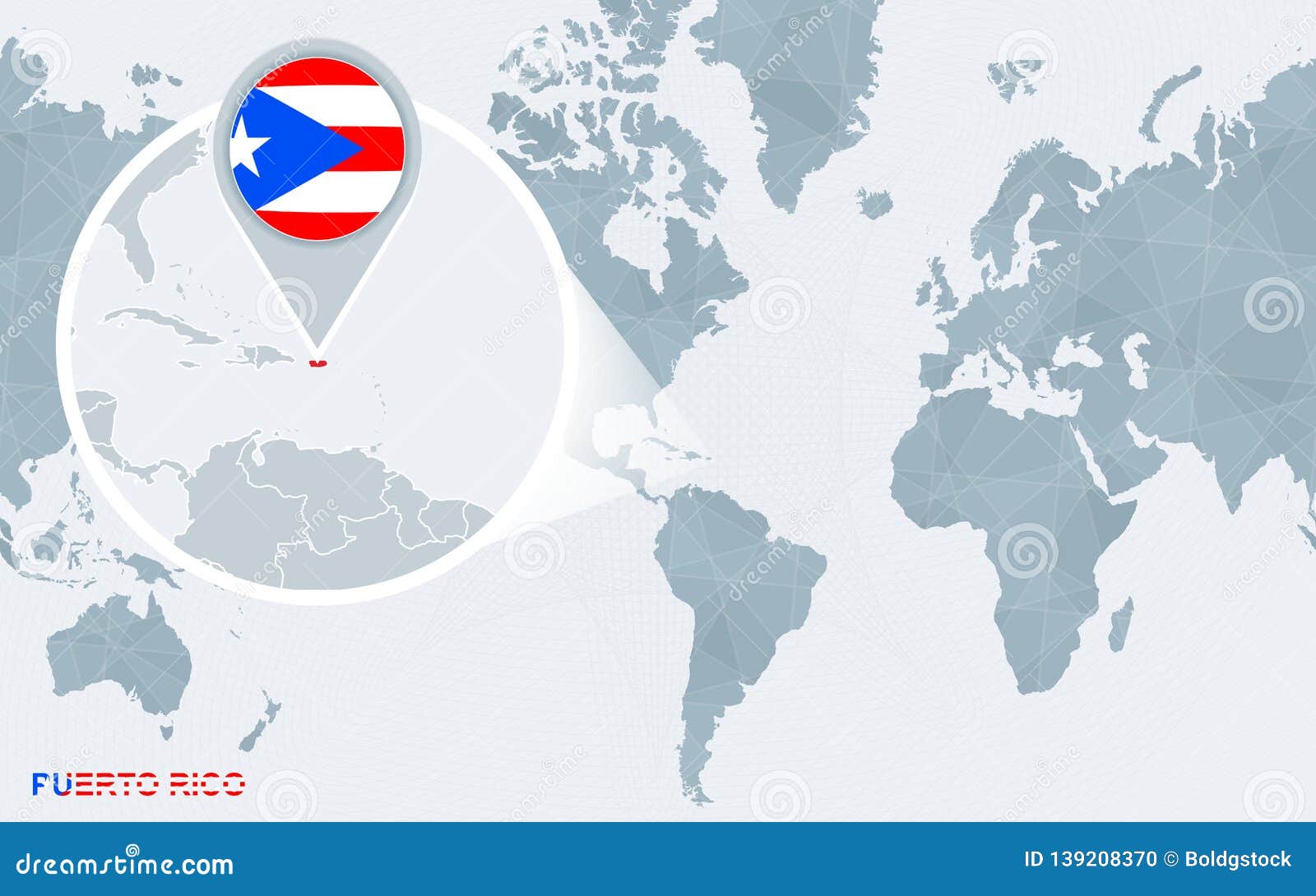 Mapa Del Mundo Centrado En America Con Puerto Rico Magnificado Ilustracion Del Vector Ilustracion De Vector Geometrico