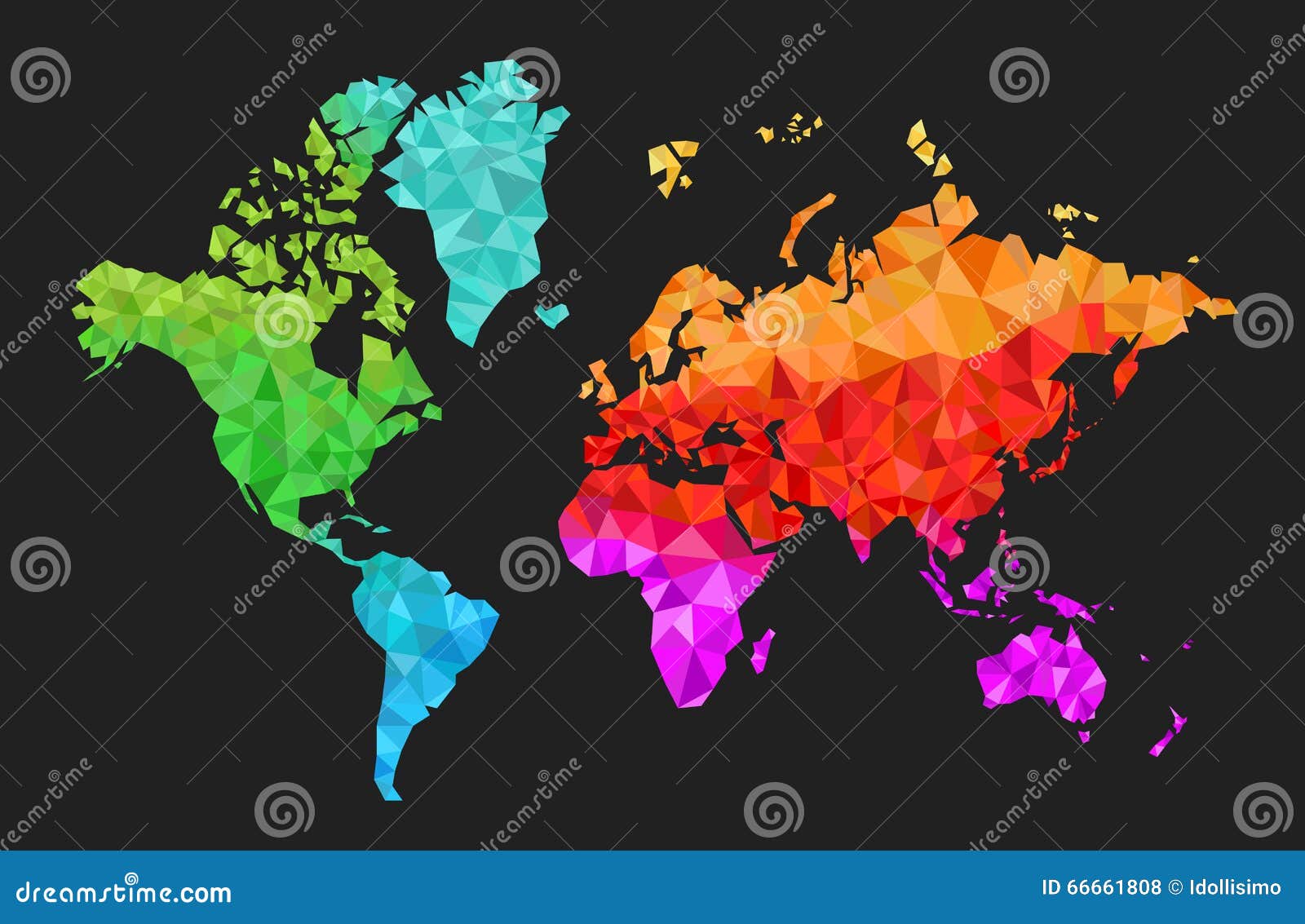 Mapa Del Mundo Geométrico En Colores Ilustración Del Vector