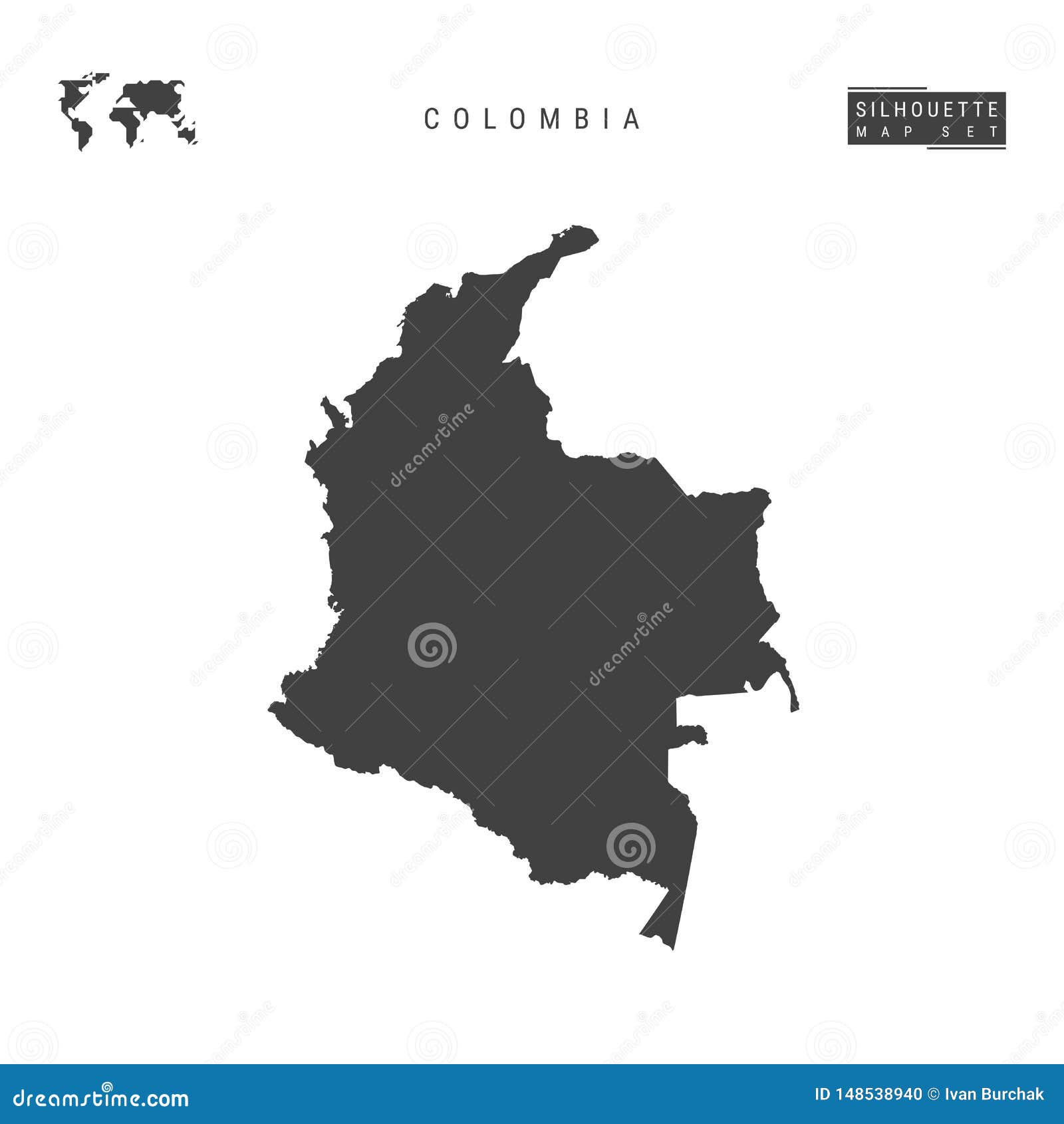 Mapa Del Vector De Colombia Aislado En El Fondo Blanco Mapa Negro Alto