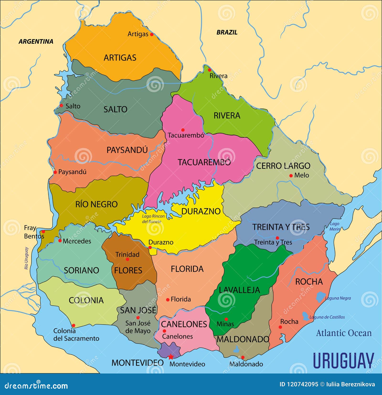 Mapa Detallado De Uruguay Con Regiones Ilustración del Vector - Ilustración de estados, océano: 120742095