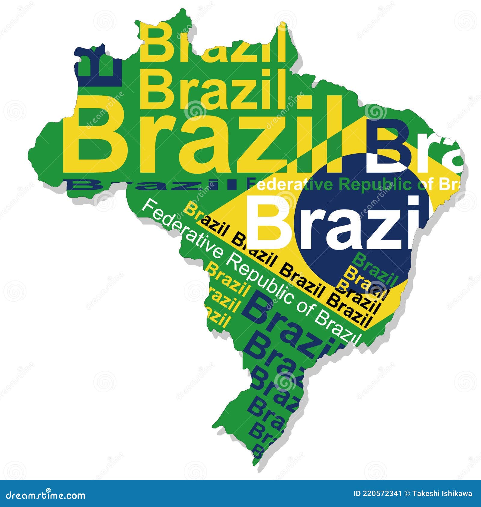 Mapa Do Brasil Composto Pela Forma Da Terra O Nome Do País E As Cores Da  Bandeira Nacional. Ilustração Stock - Ilustração de verde, projeto:  220572341